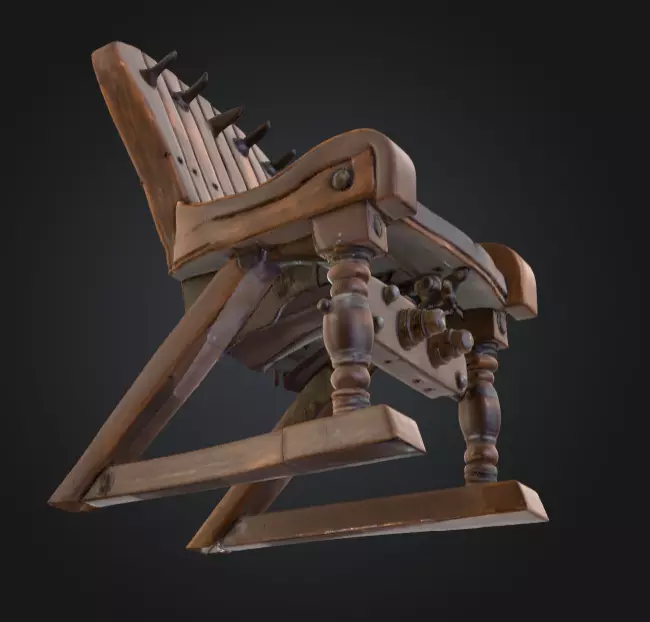 Rustic Spiked Torture Chair Low-poly 3D model_17