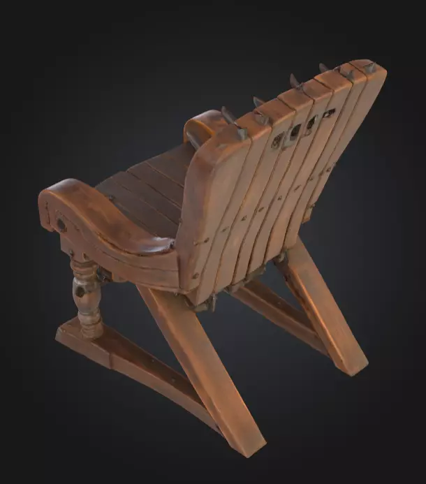 Rustic Spiked Torture Chair Low-poly 3D model_14