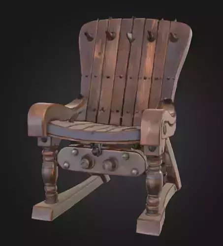 Rustic Spiked Torture Chair Low-poly 3D model