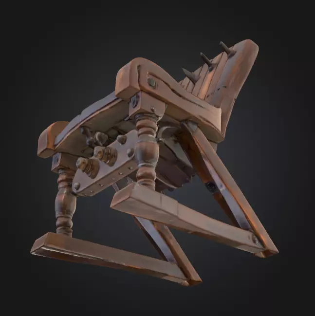 Rustic Spiked Torture Chair Low-poly 3D model_16