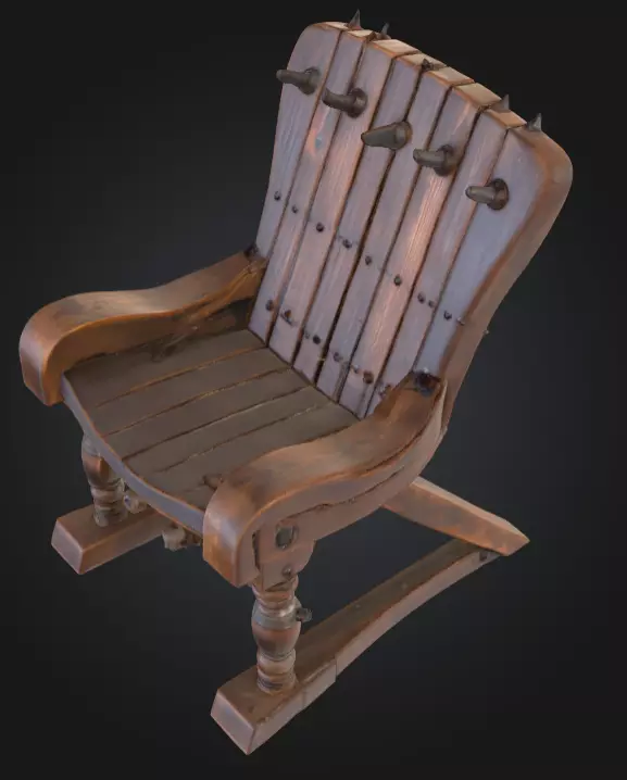 Rustic Spiked Torture Chair Low-poly 3D model_12