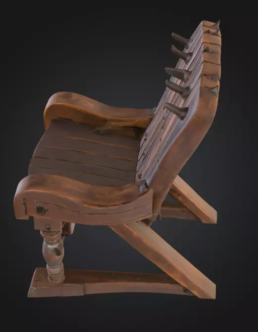 Rustic Spiked Torture Chair Low-poly 3D model_13