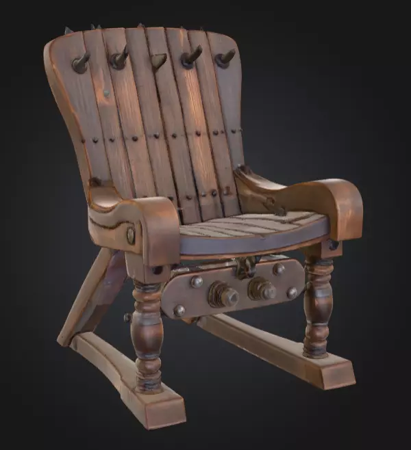 Rustic Spiked Torture Chair Low-poly 3D model_2