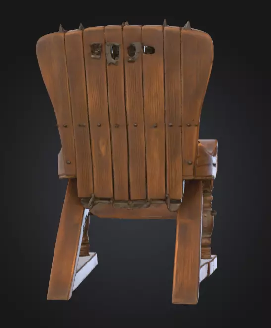 Rustic Spiked Torture Chair Low-poly 3D model_5