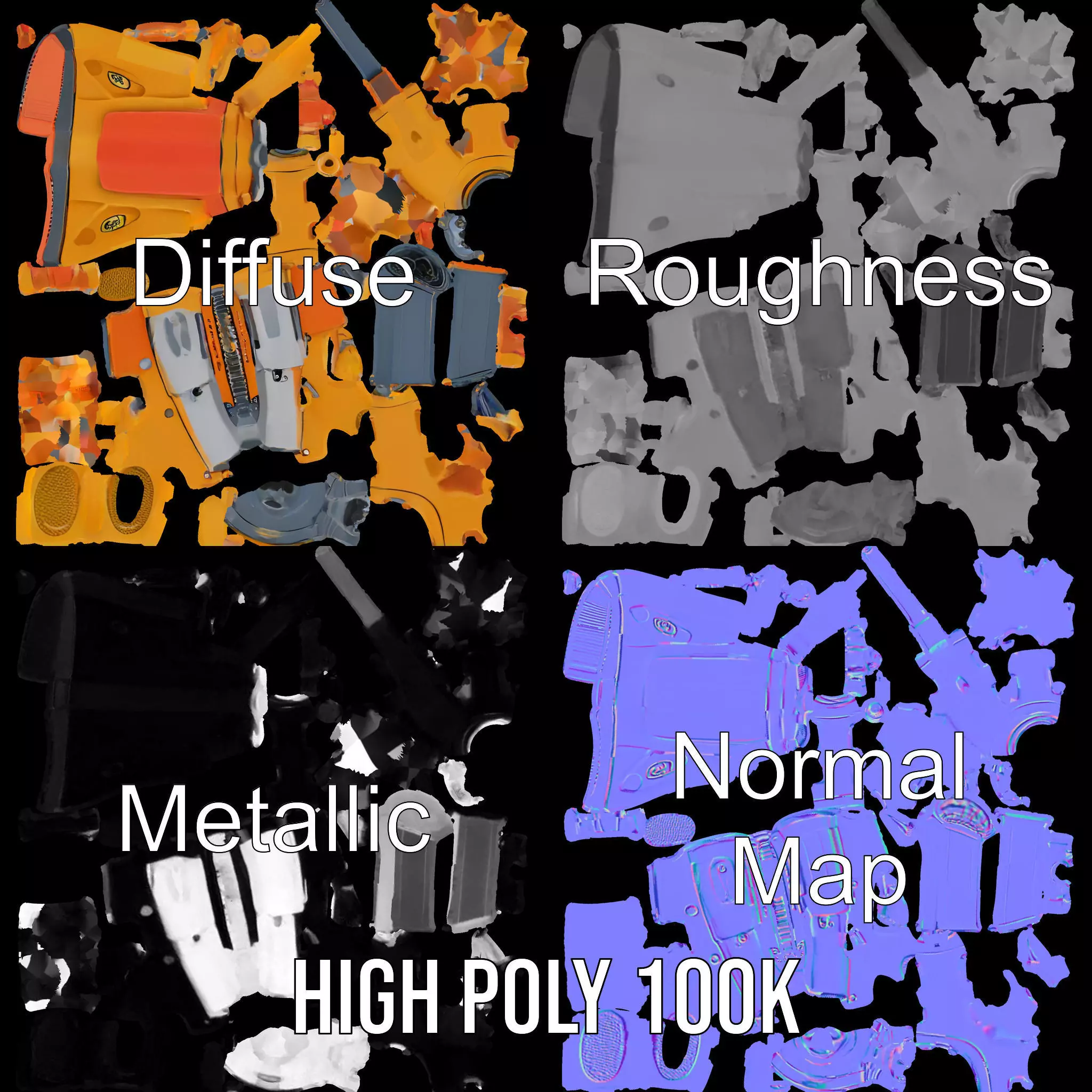 Vibrant Assault Rifle model pack Low-poly 3D model_4