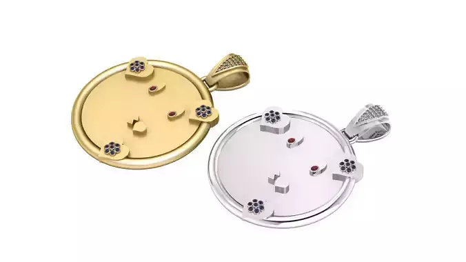 3D GOLD FACES PENDANT 