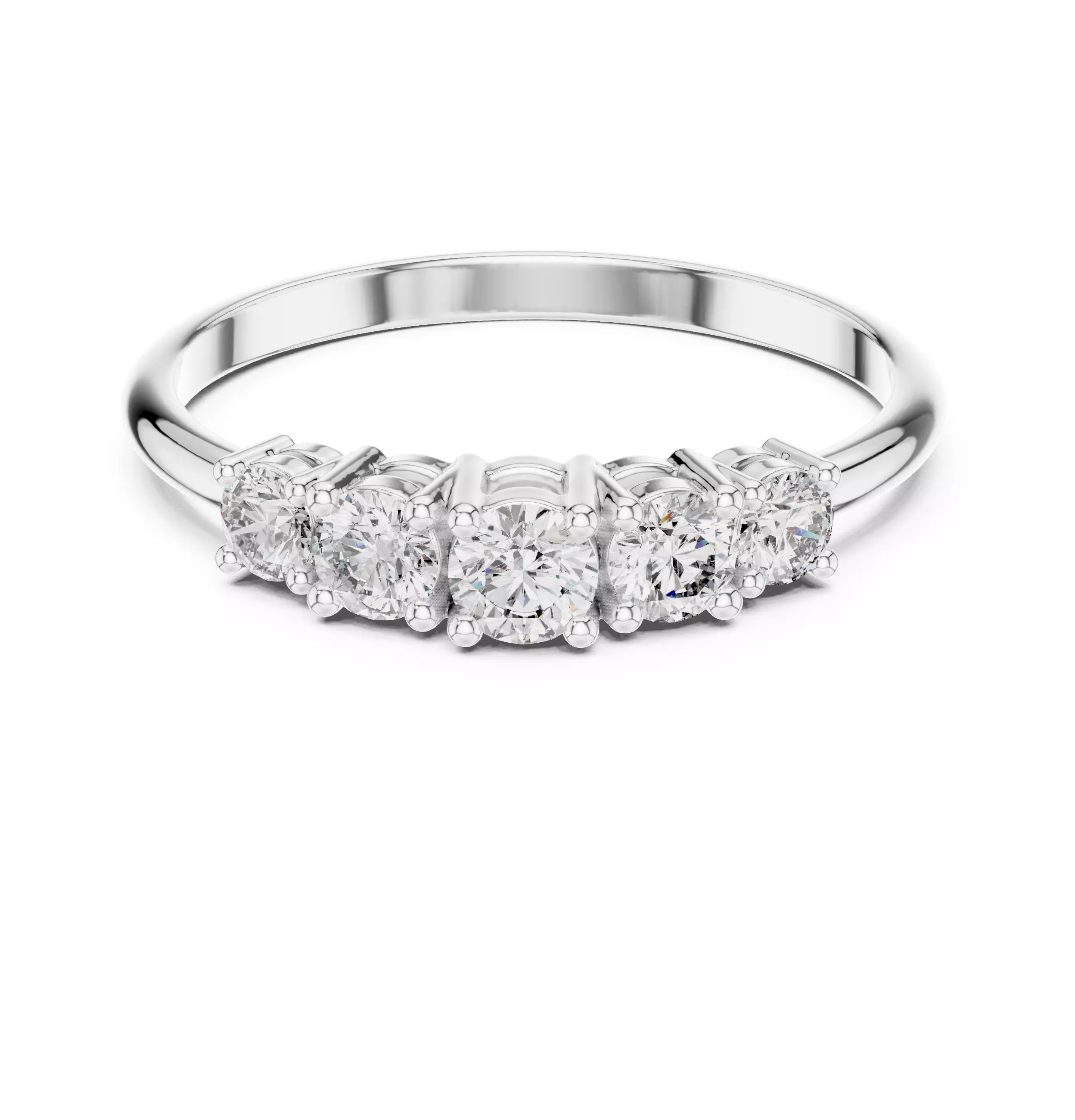 Five Round Diamond Engagement Wedding Band 3DM STL Video 3D print model_2