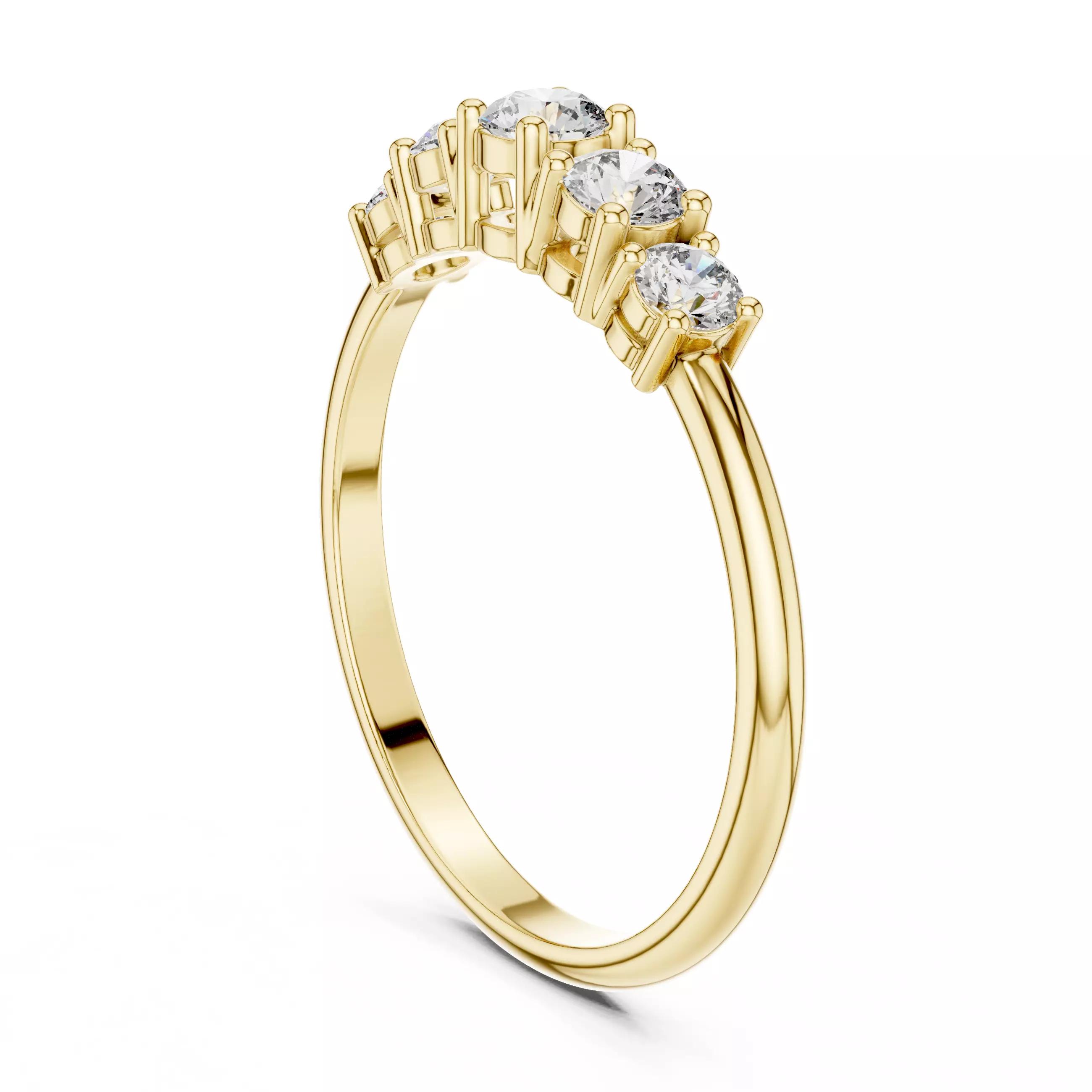 Five Round Diamond Engagement Wedding Band 3DM STL Video 3D print model_6