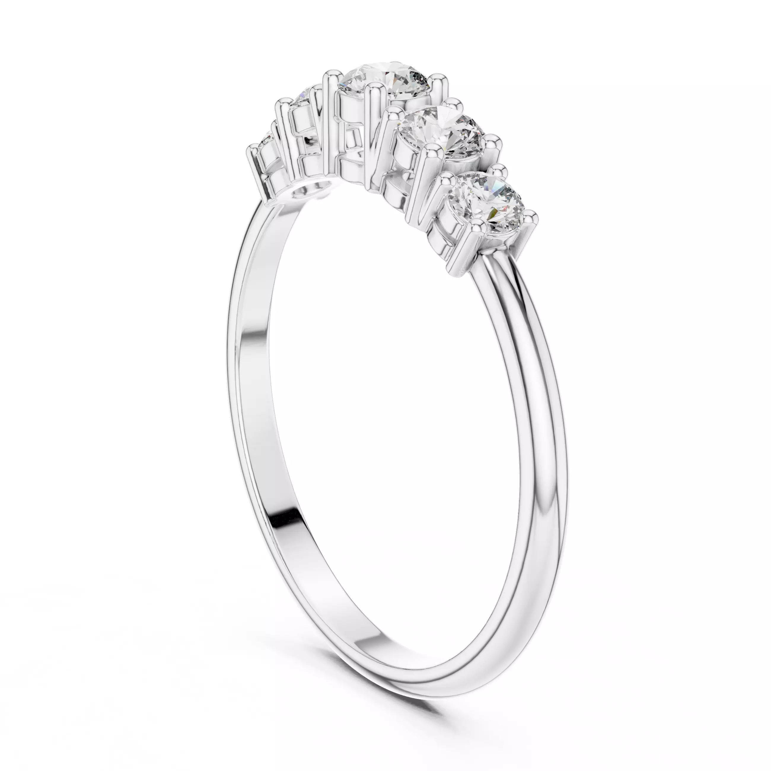 Five Round Diamond Engagement Wedding Band 3DM STL Video 3D print model_9