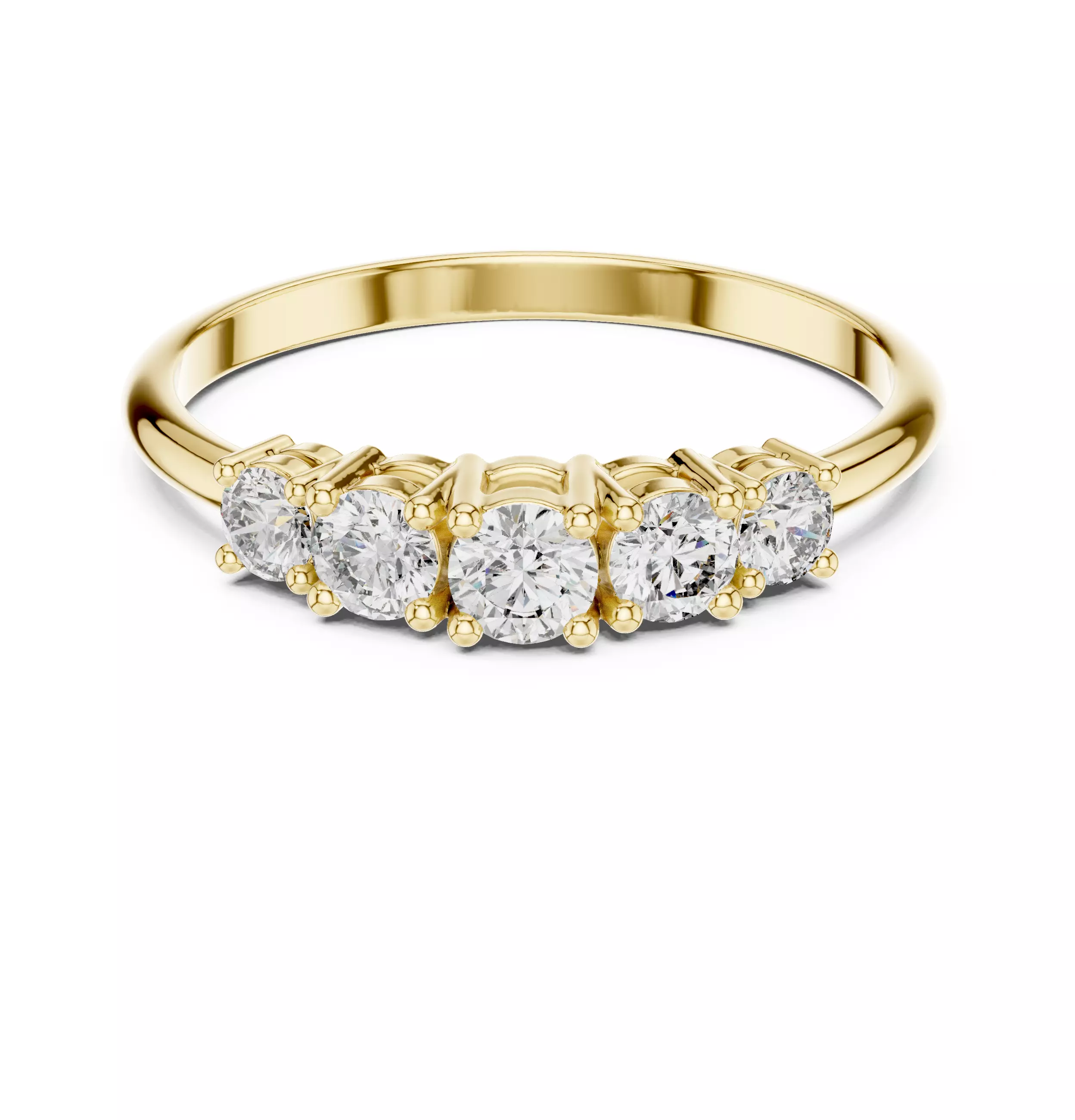 Five Round Diamond Engagement Wedding Band 3DM STL Video 3D print model_1