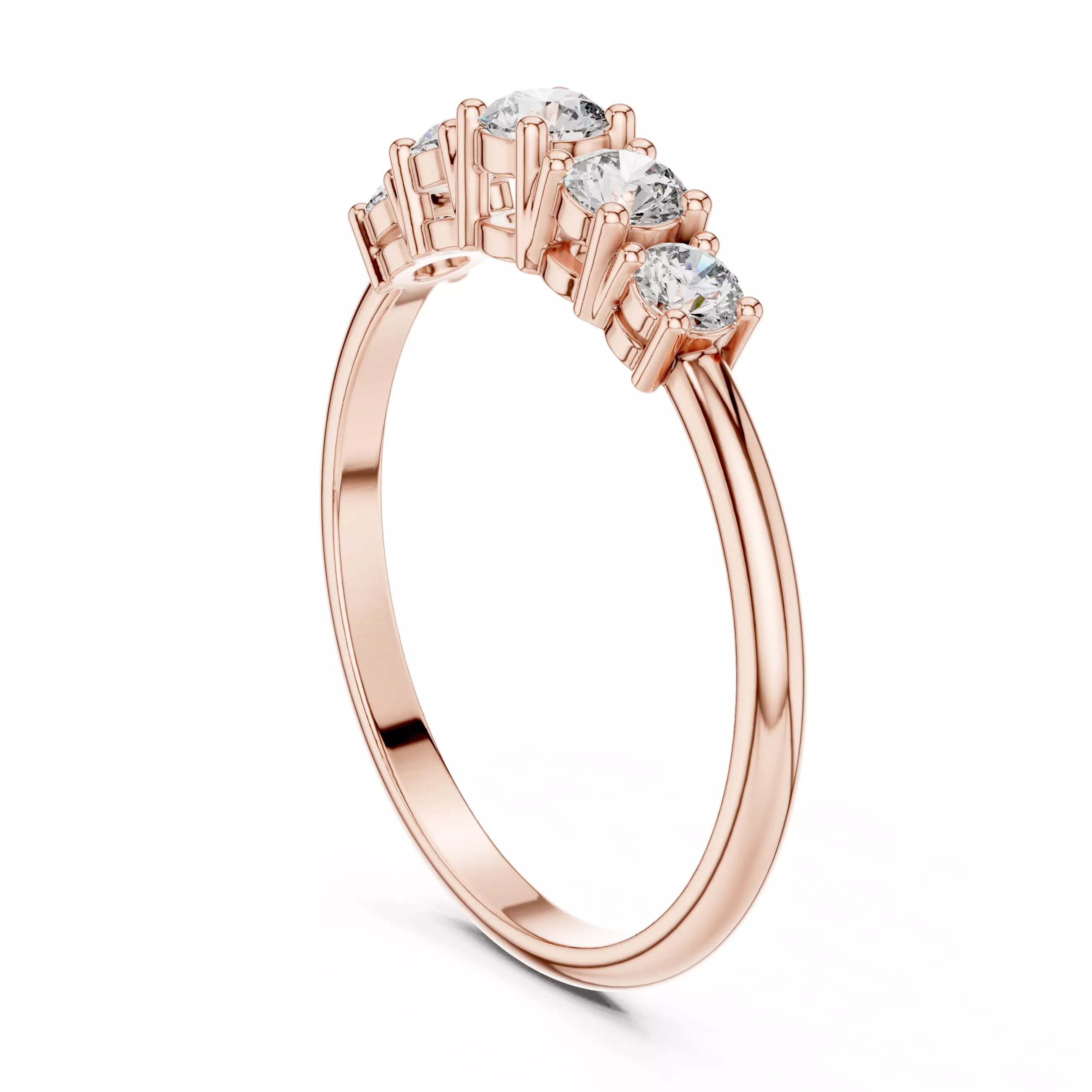 Five Round Diamond Engagement Wedding Band 3DM STL Video 3D print model_3