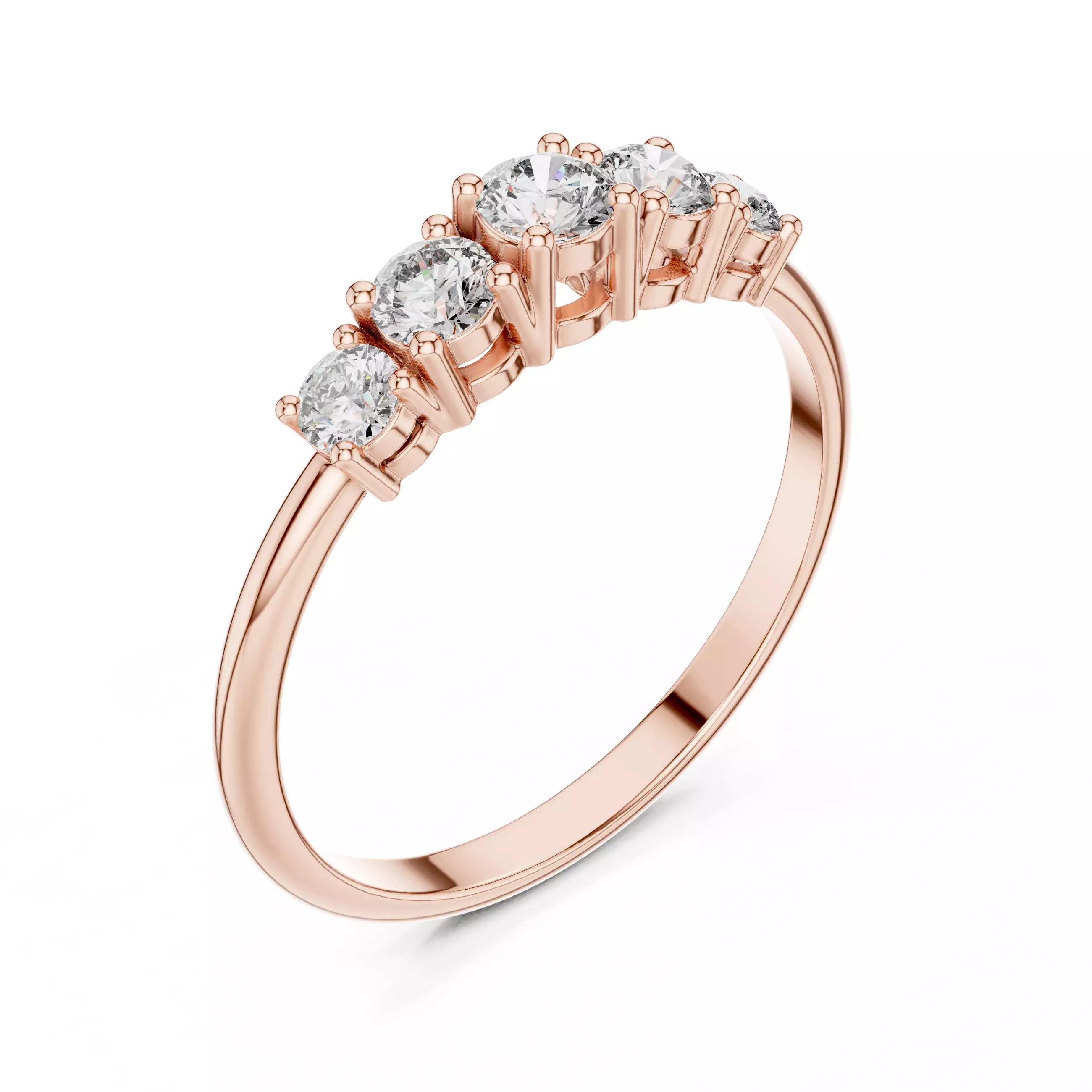 Five Round Diamond Engagement Wedding Band 3DM STL Video 3D print model_4