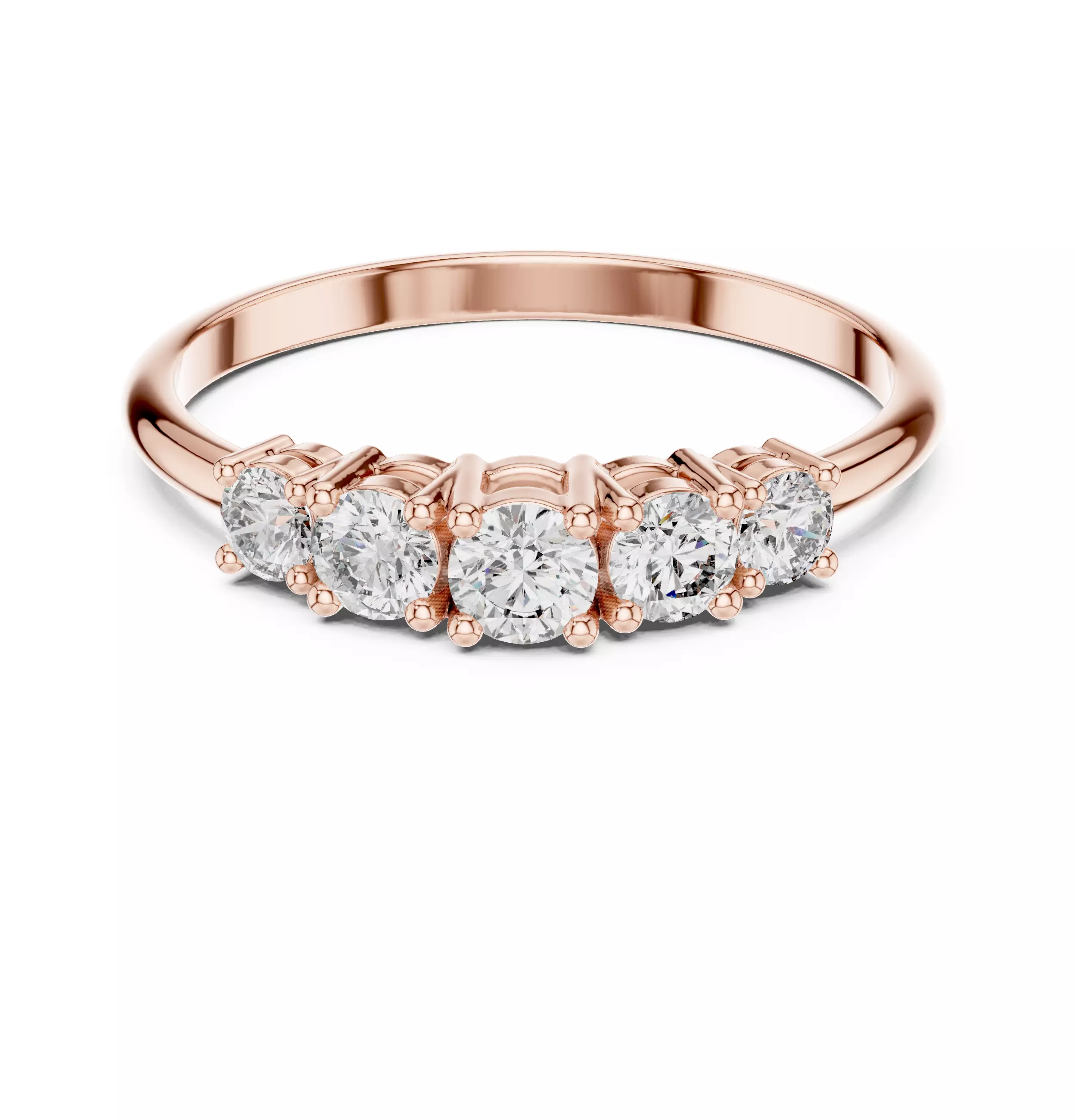 Five Round Diamond Engagement Wedding Band 3DM STL Video 3D print model_0