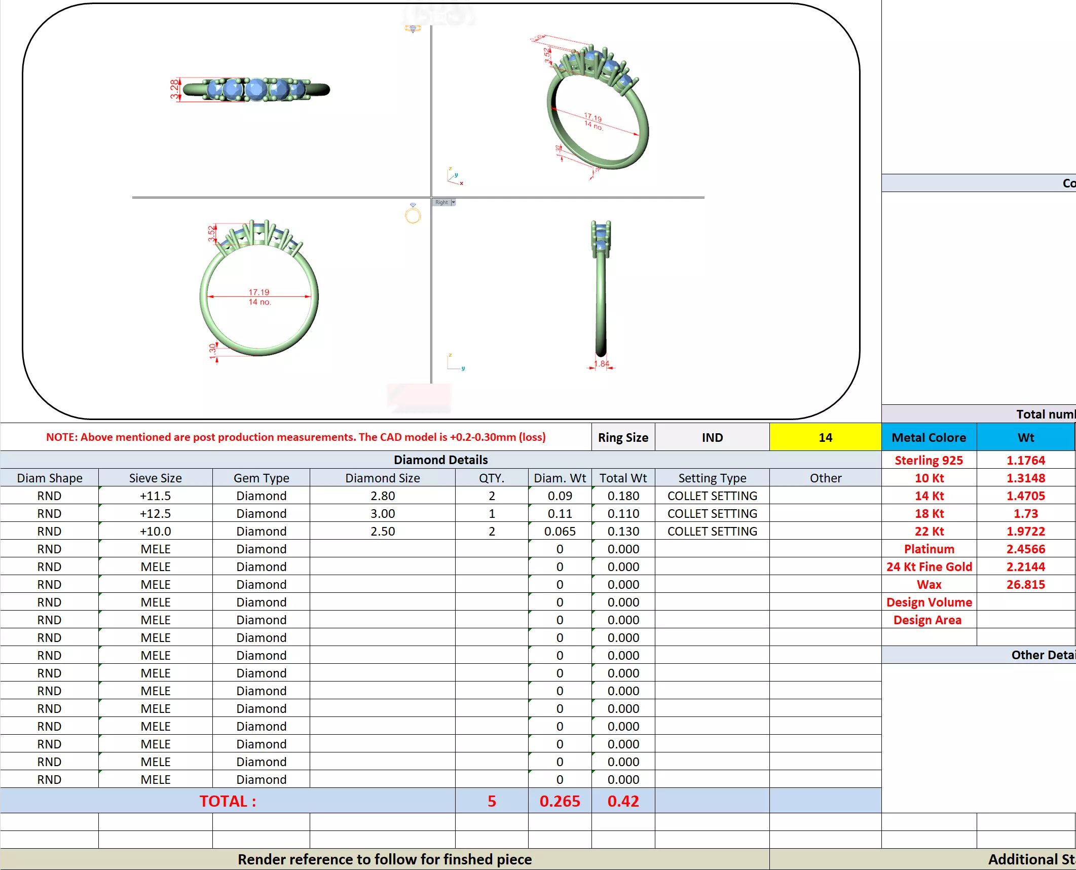 Five Round Diamond Engagement Wedding Band 3DM STL Video 3D print model_13