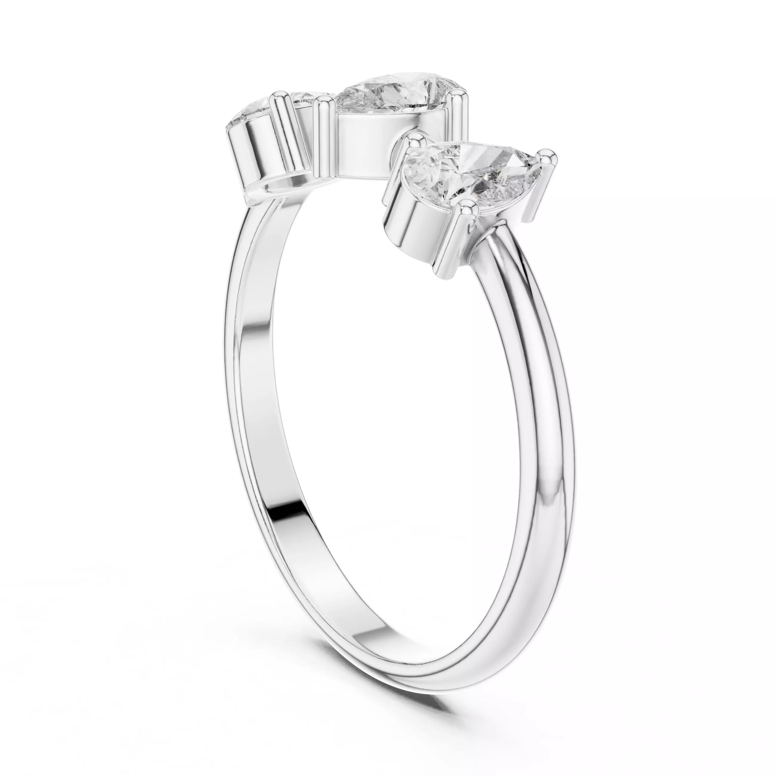 Three Stone Pear Diamond Engagement Wedding Ring 3DM STL Video 3D print model_9