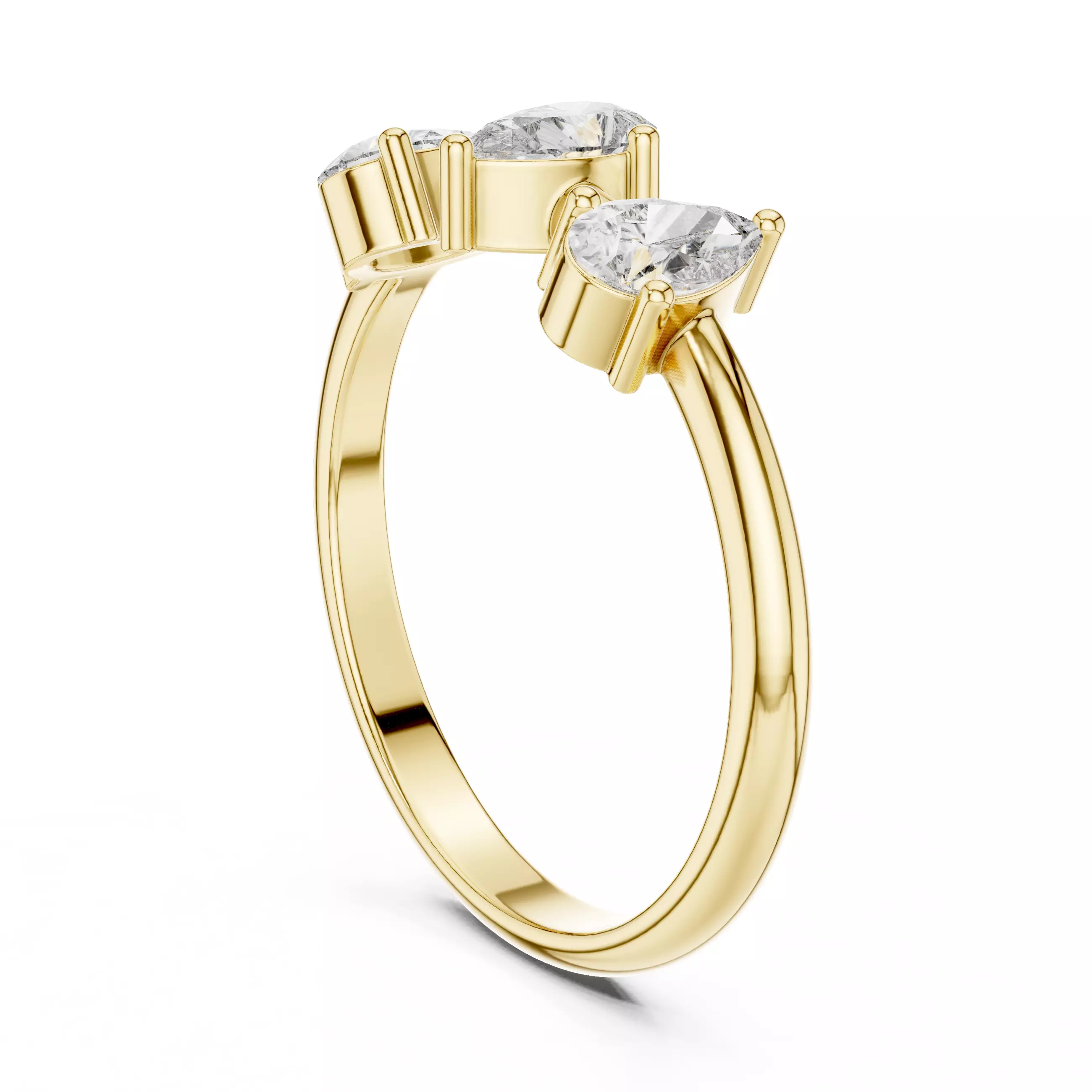 Three Stone Pear Diamond Engagement Wedding Ring 3DM STL Video 3D print model_6