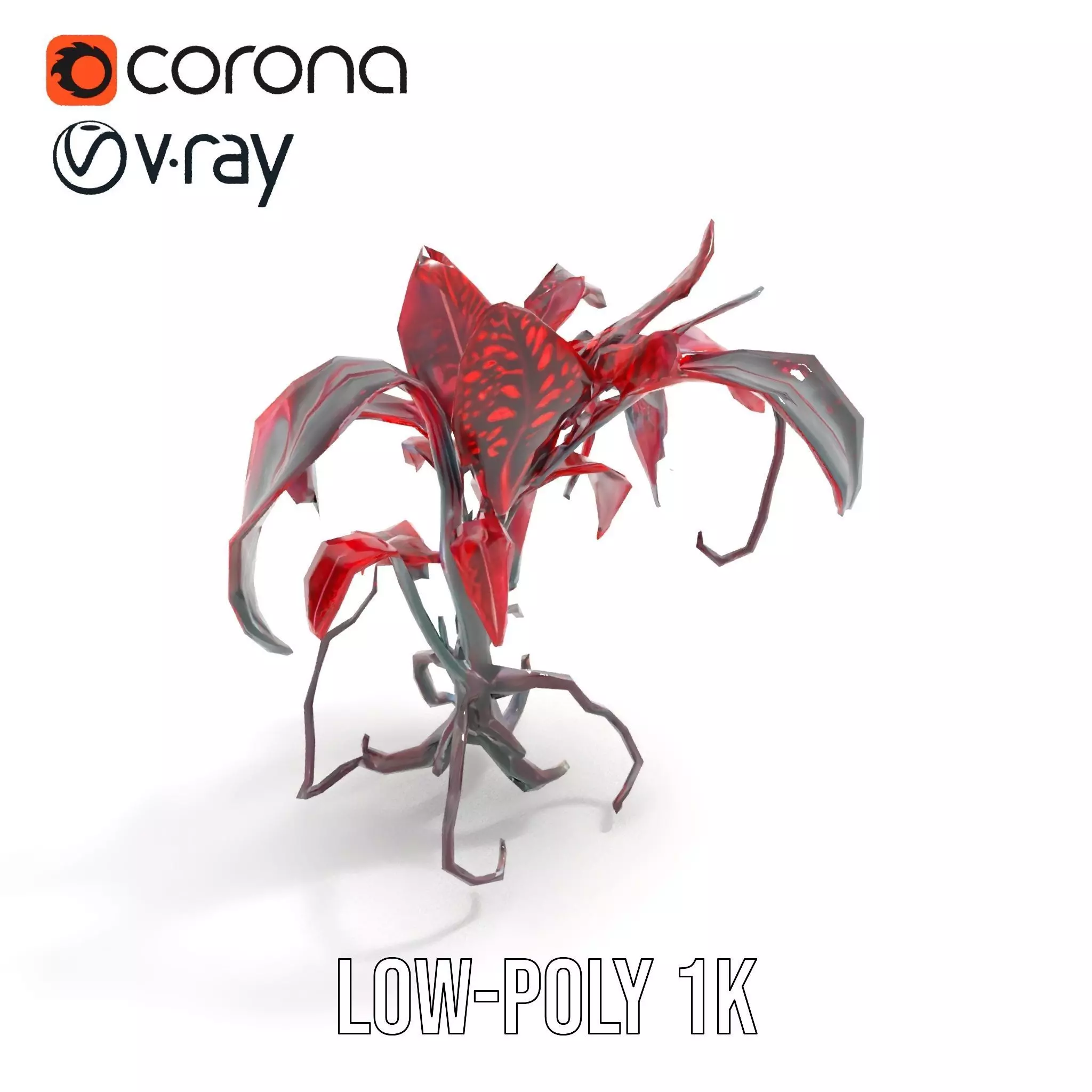 Crimson Foliage Plant model pack Low-poly 3D model_10