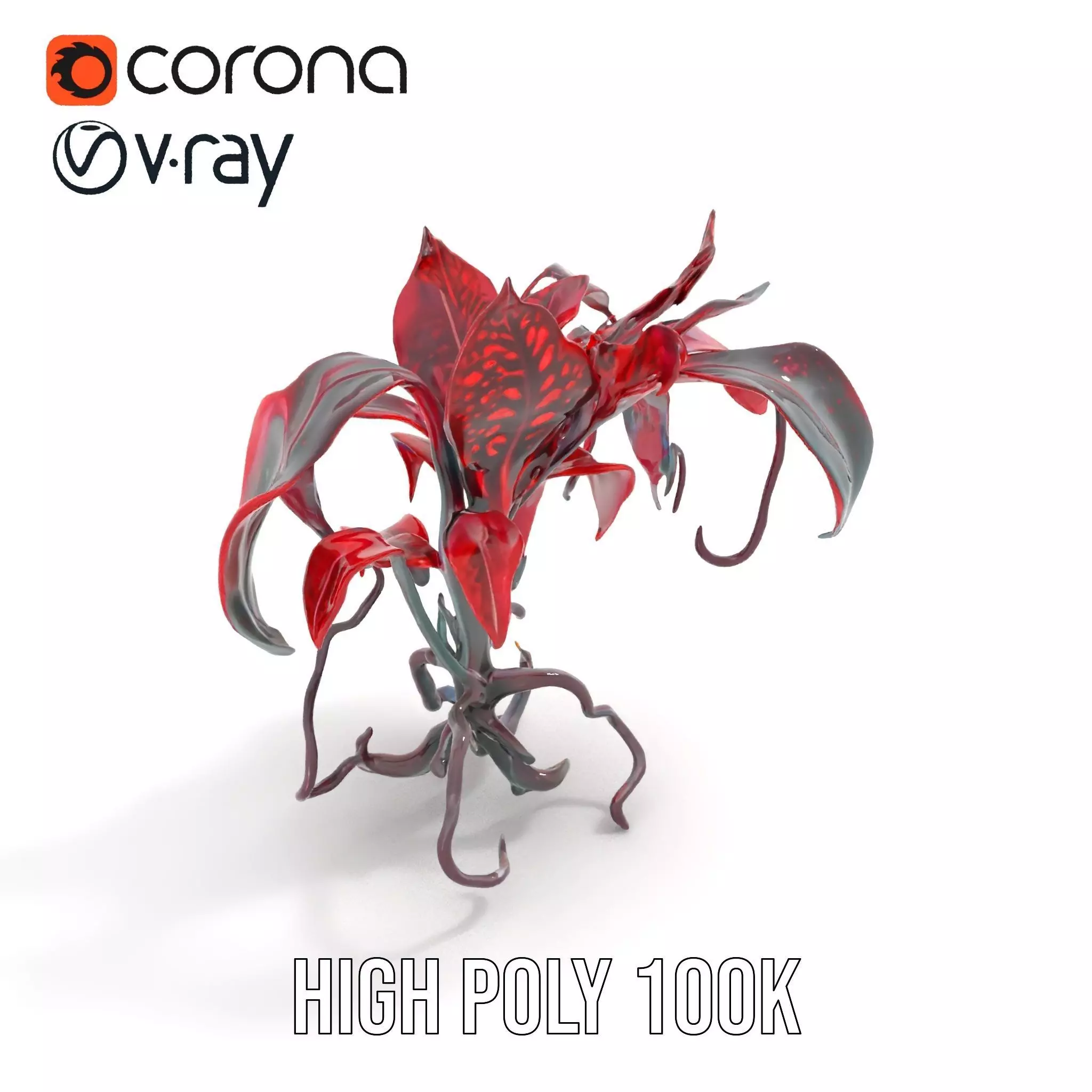 Crimson Foliage Plant model pack Low-poly 3D model_16