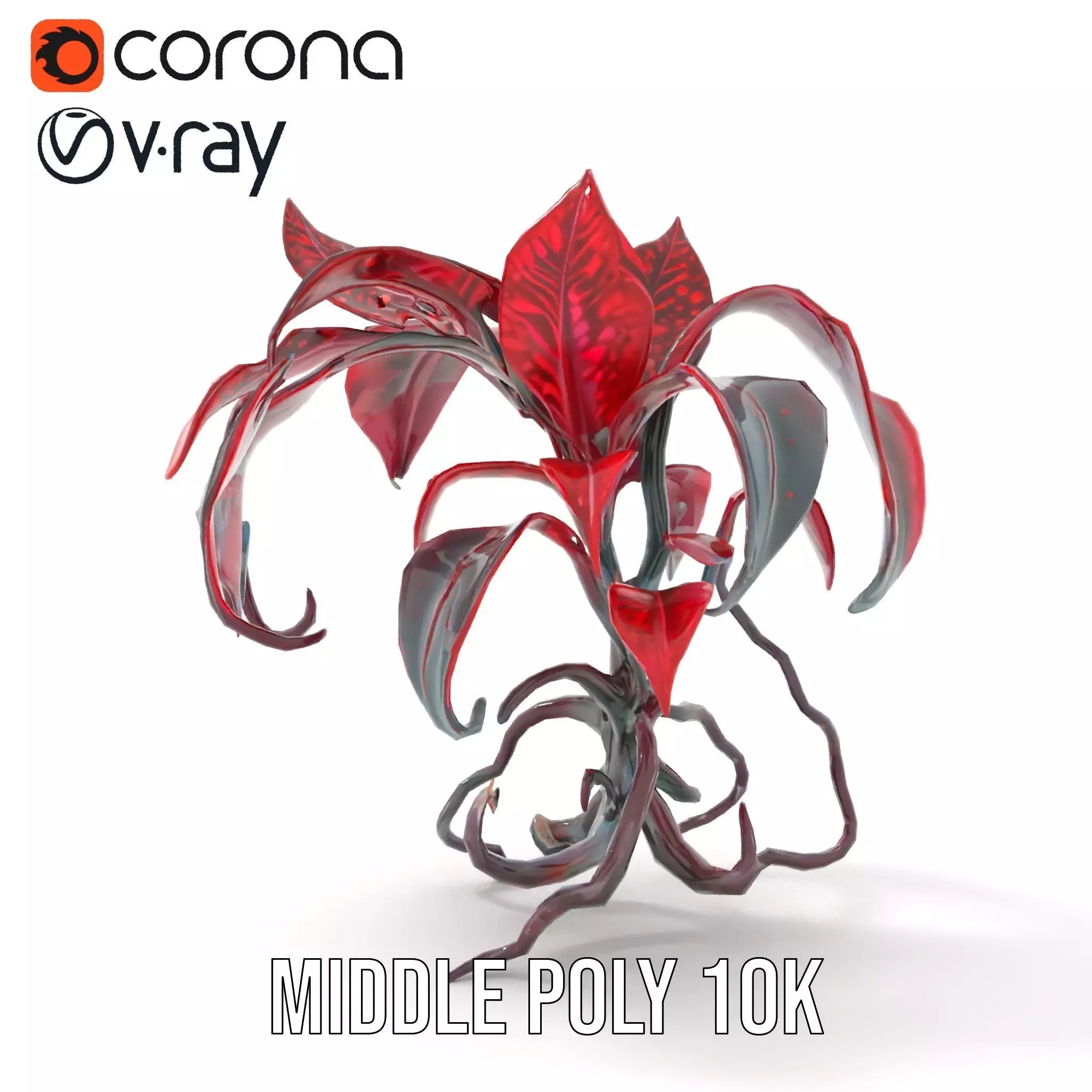 Crimson Foliage Plant model pack Low-poly 3D model_12