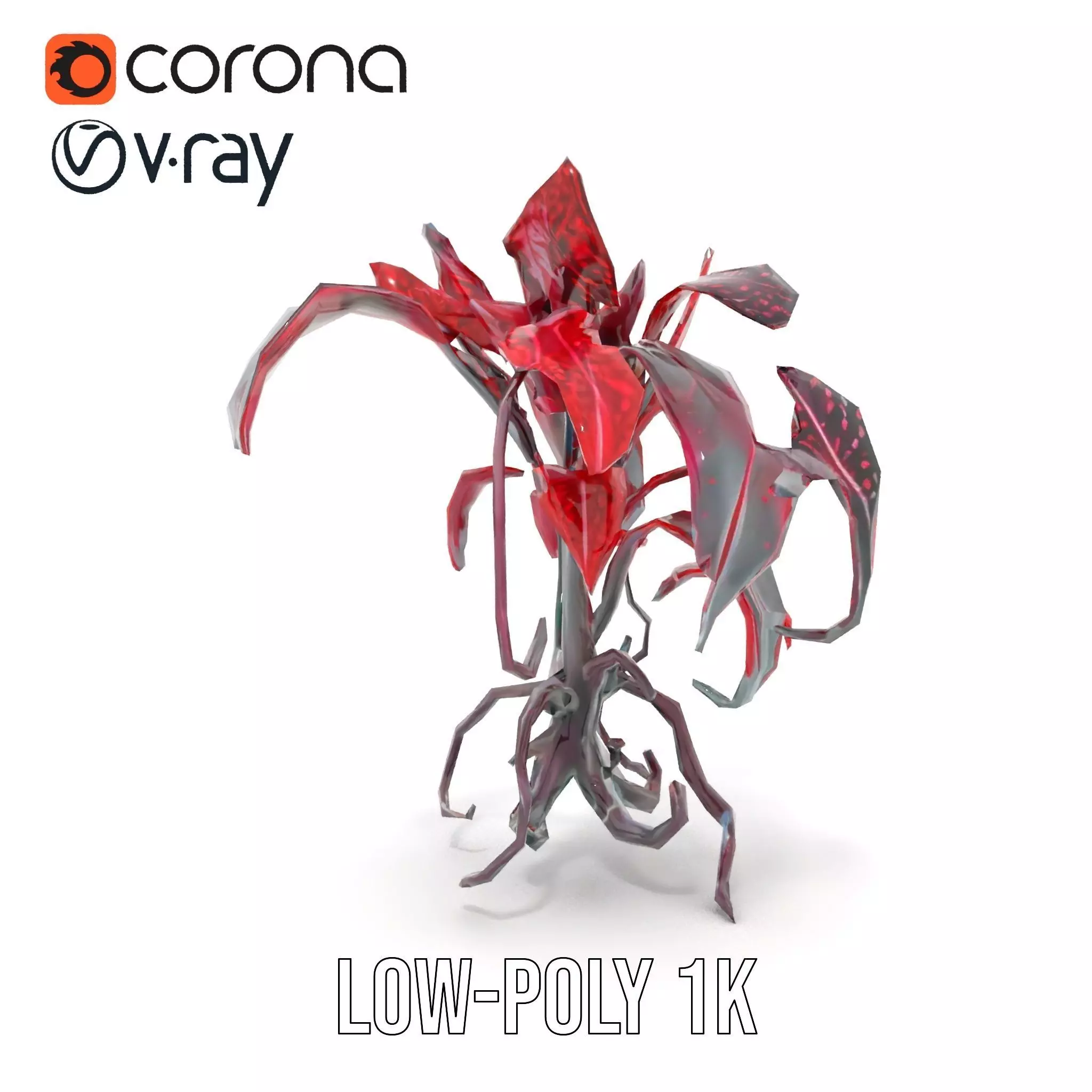 Crimson Foliage Plant model pack Low-poly 3D model_15