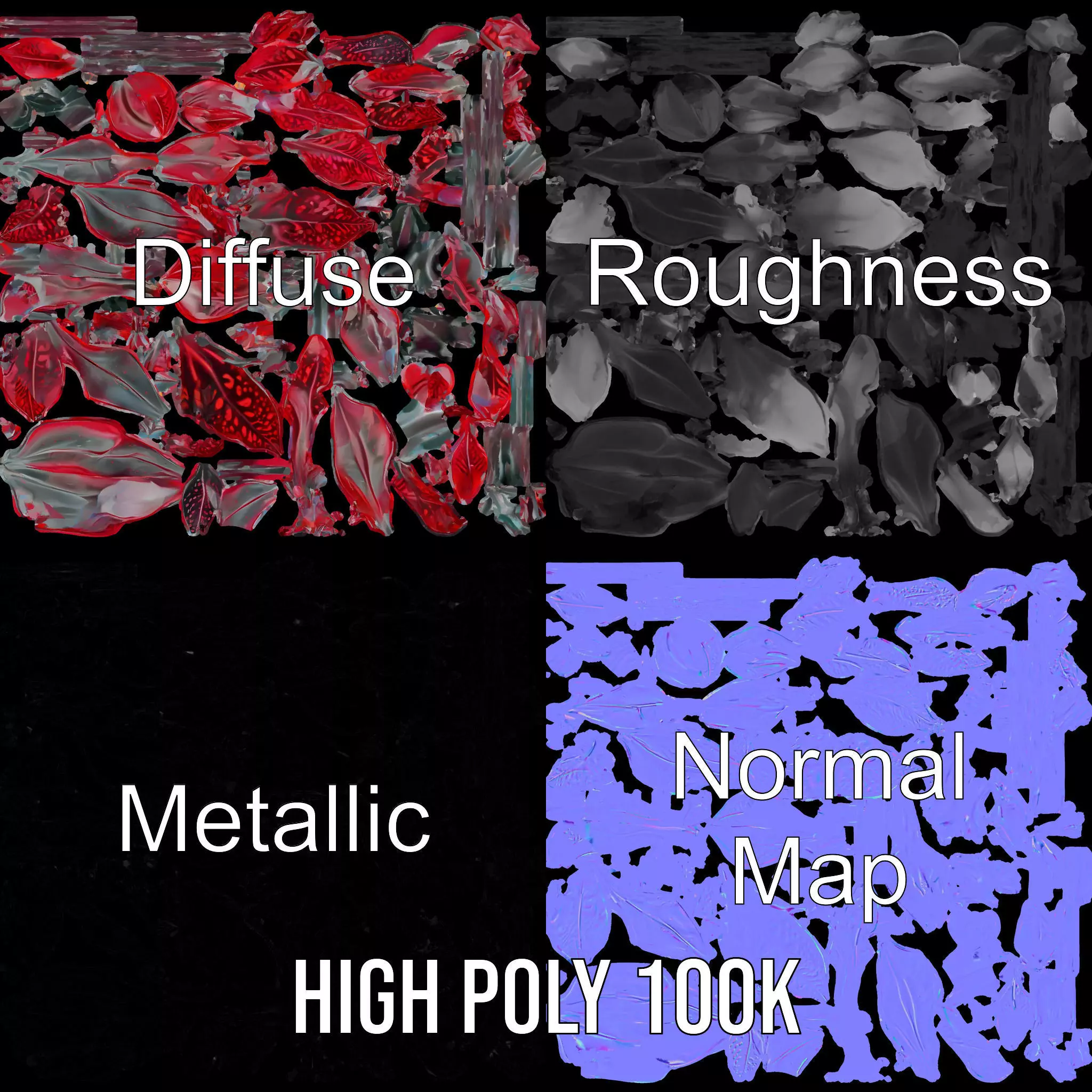 Crimson Foliage Plant model pack Low-poly 3D model_4