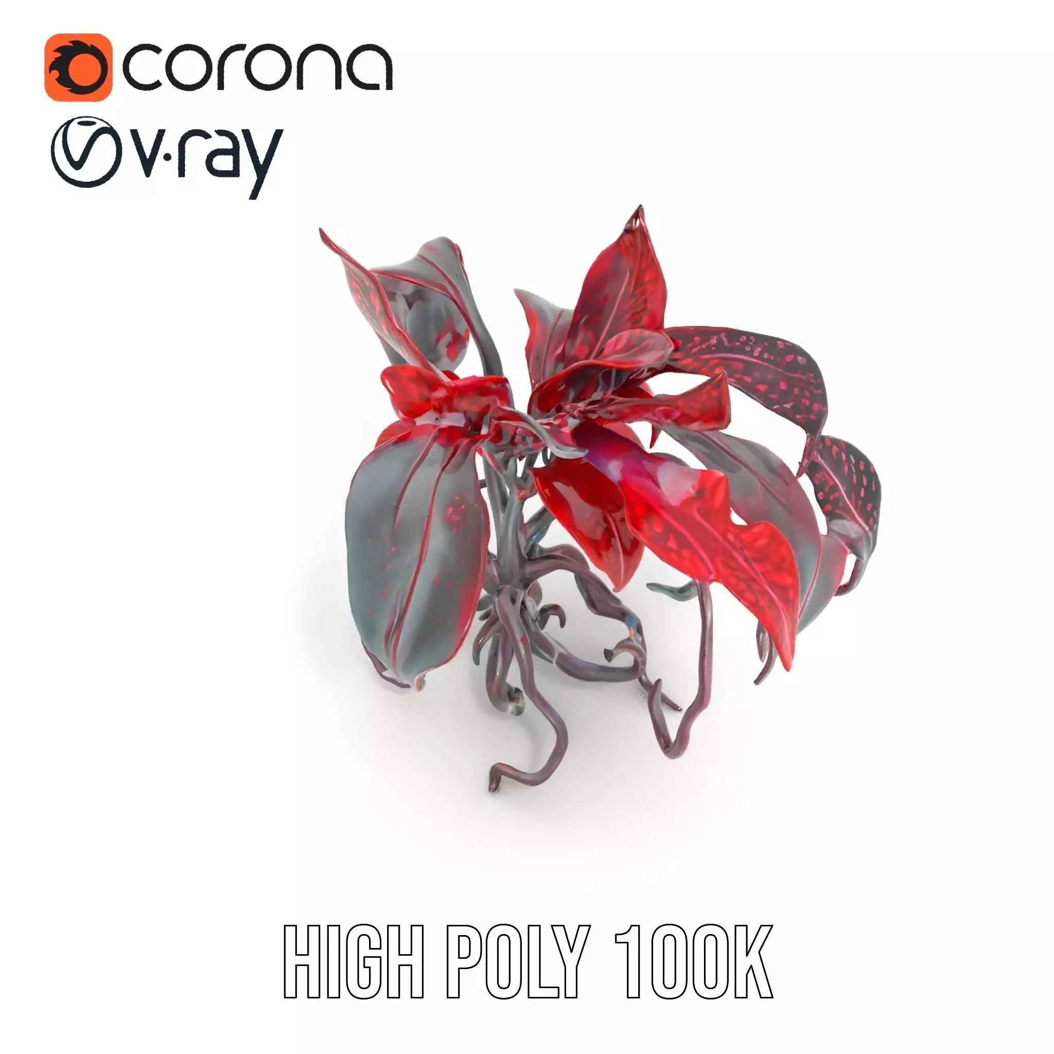 Crimson Foliage Plant model pack Low-poly 3D model_21