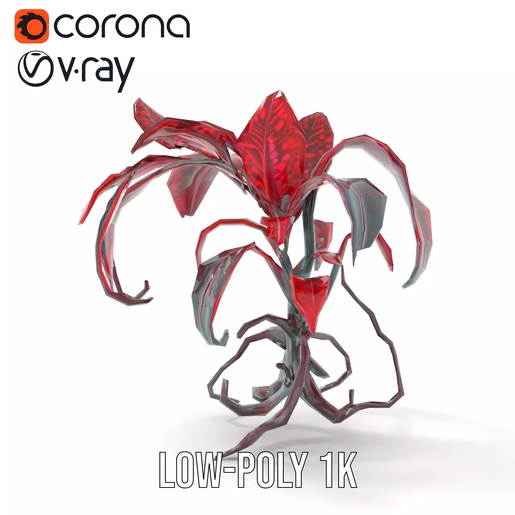 Crimson Foliage Plant model pack Low-poly 3D model_20