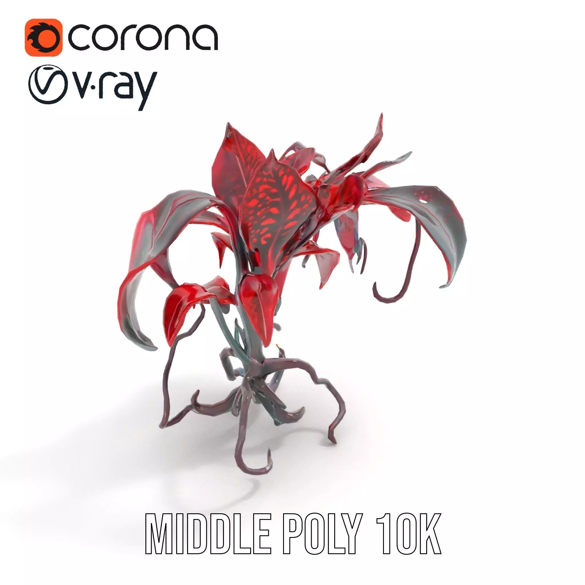 Crimson Foliage Plant model pack Low-poly 3D model_6