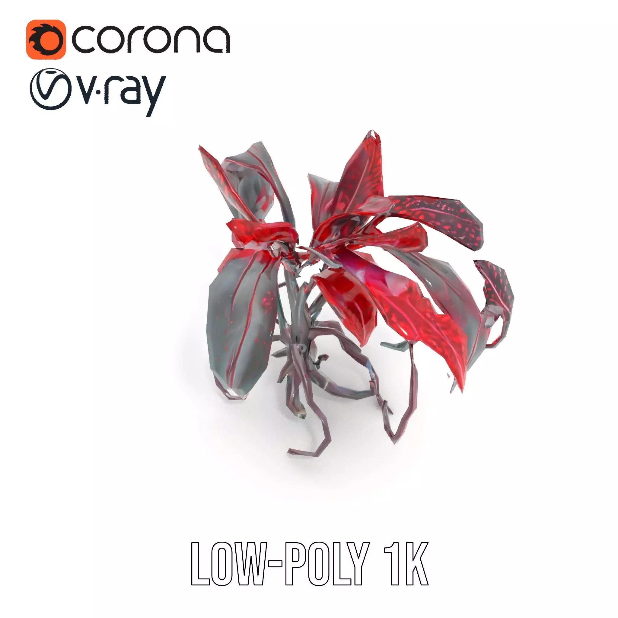 Crimson Foliage Plant model pack Low-poly 3D model_13