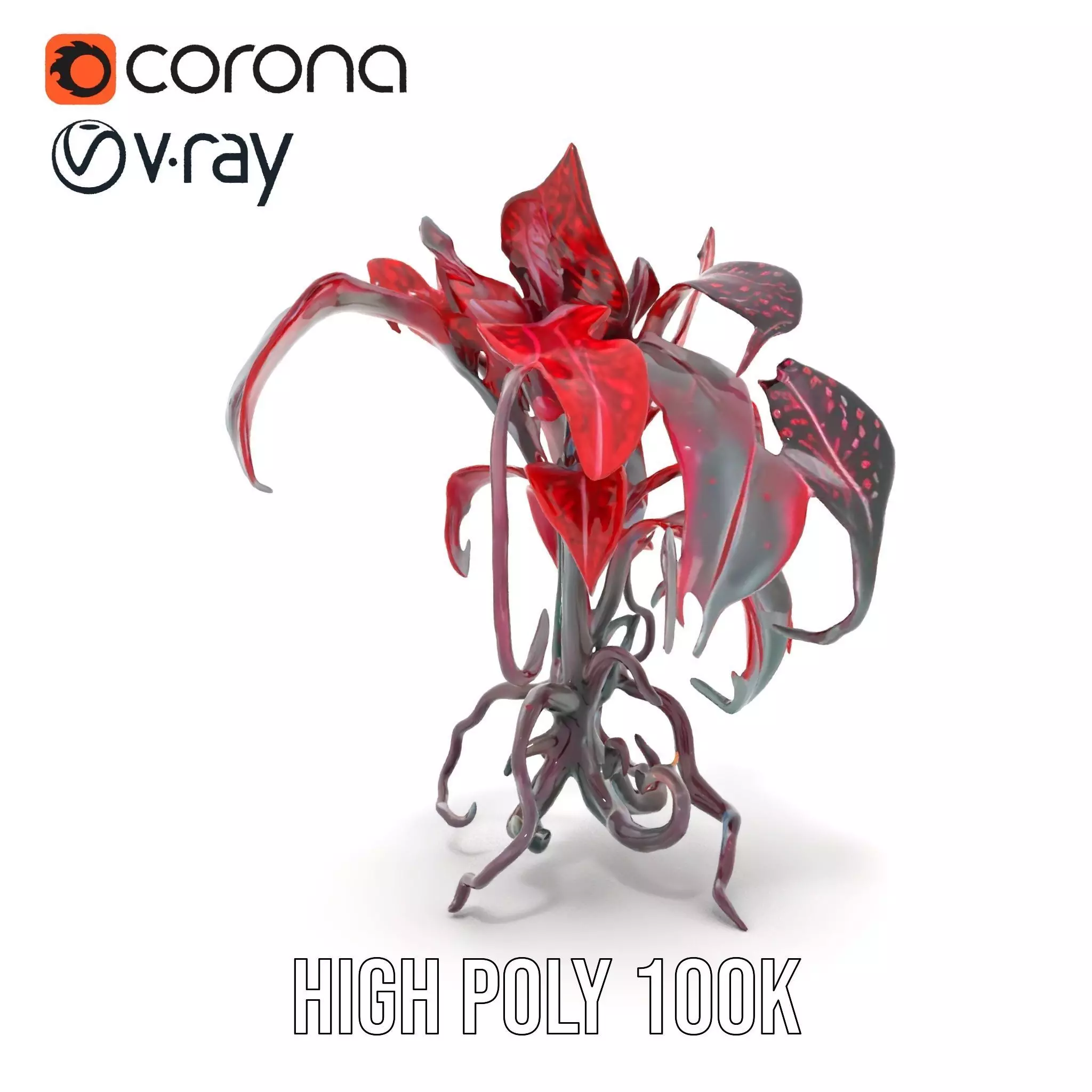 Crimson Foliage Plant model pack Low-poly 3D model_35