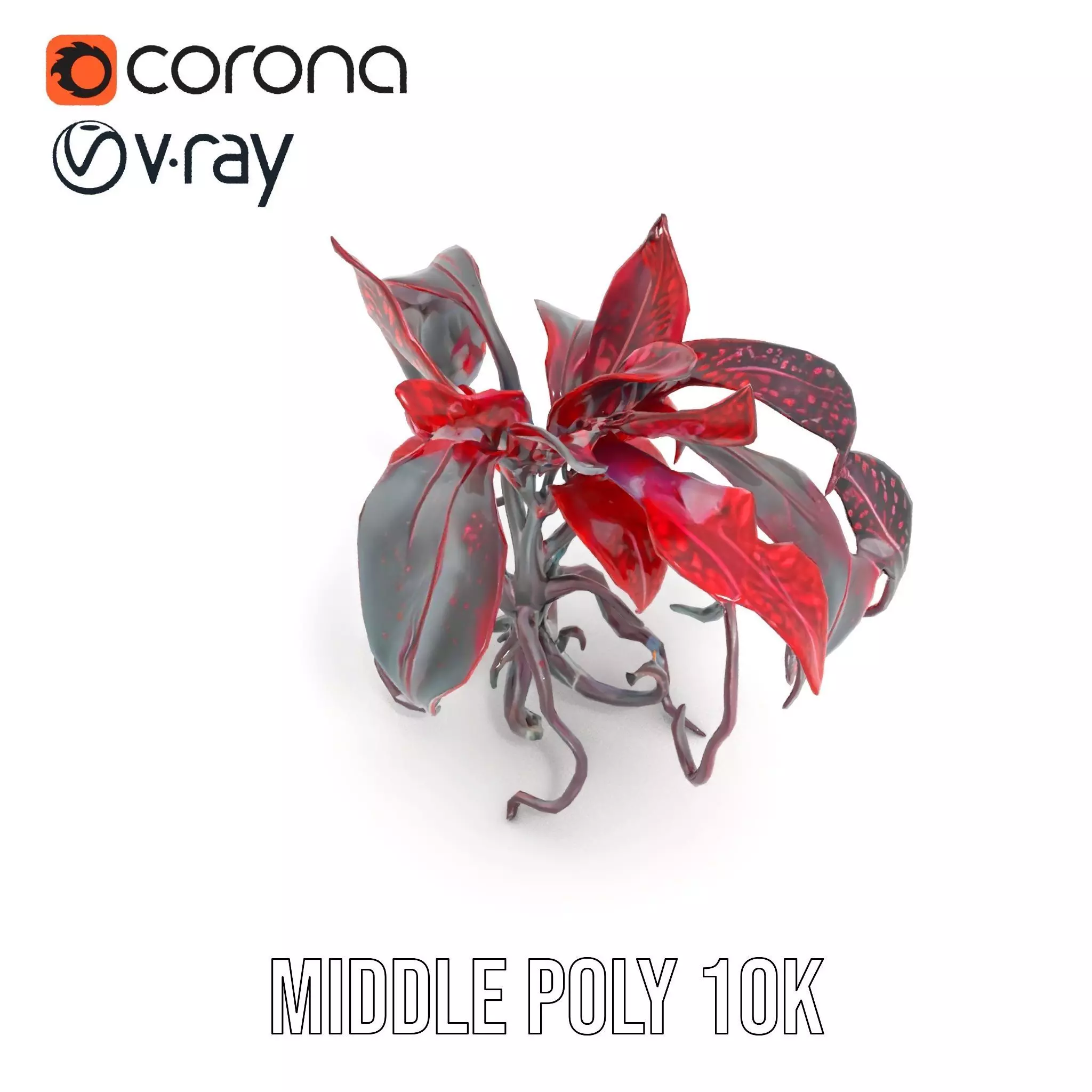Crimson Foliage Plant model pack Low-poly 3D model_14
