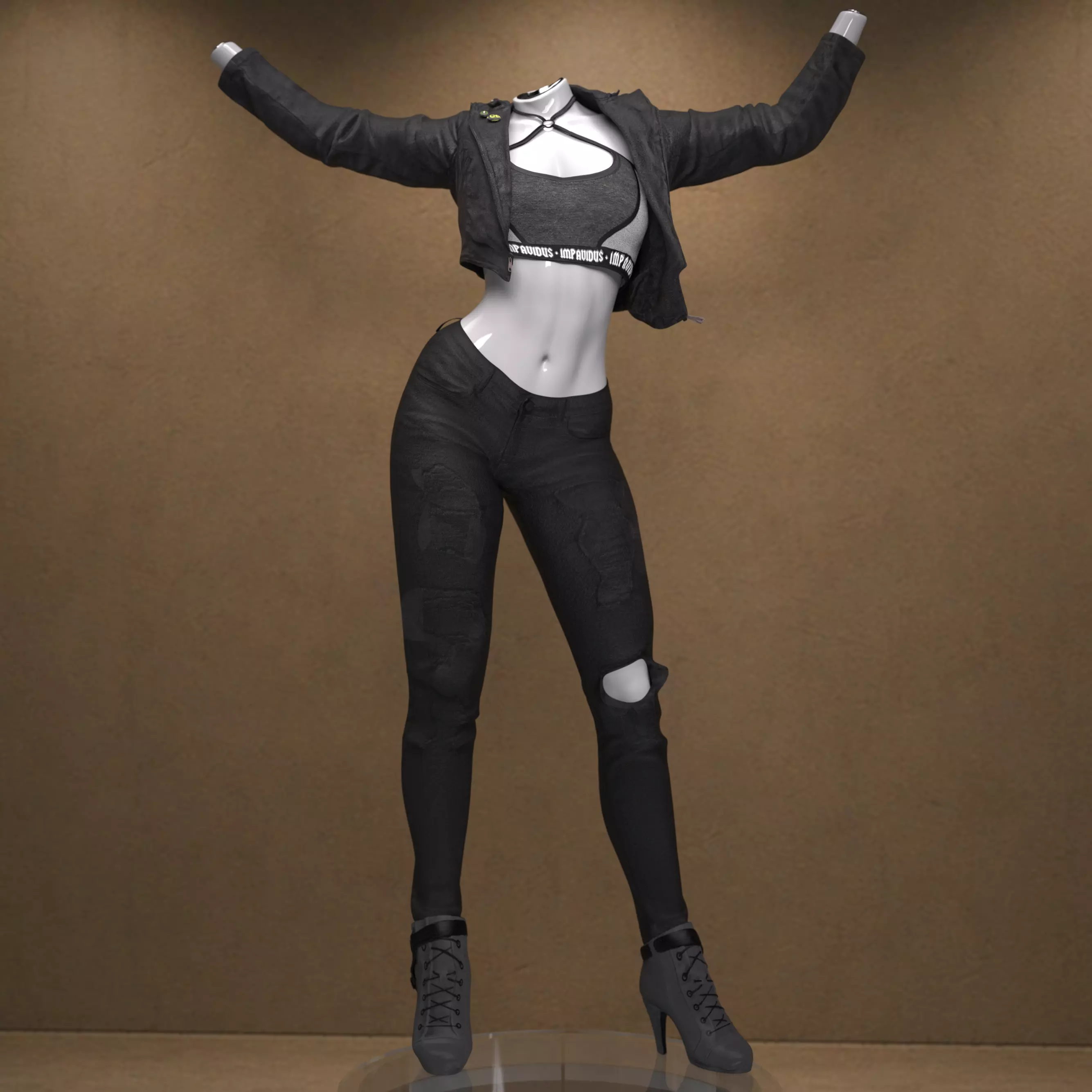 Chic Punk Outfit for Genesis 9 3D model
