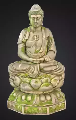 Ancient Buddha Statue Low-poly 3D model