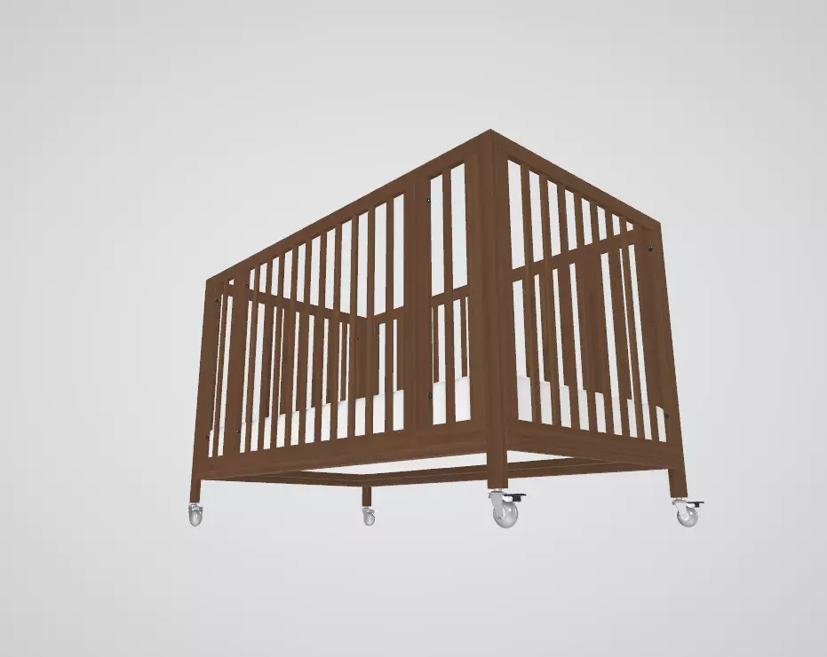 Toddler Bed Low-poly 3D model_9