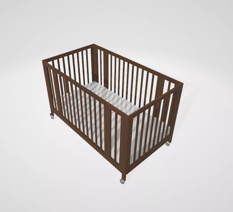 Toddler Bed Low-poly 3D model_4