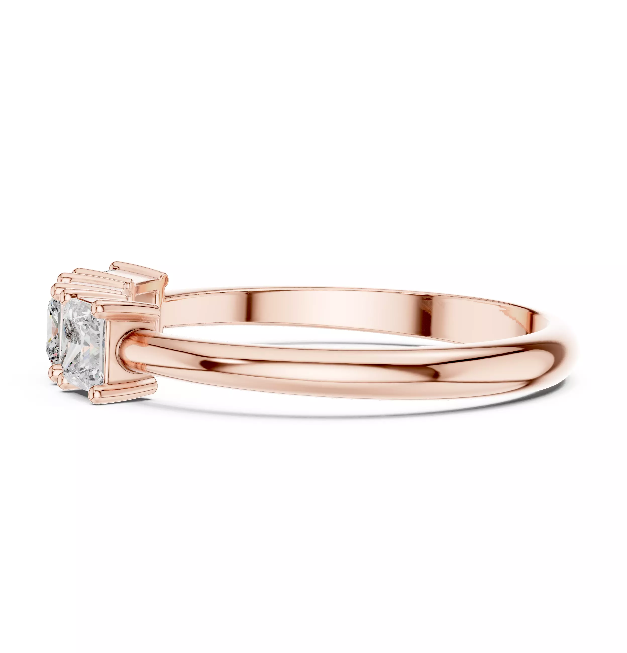 Three Stone Princess Cut Engagement Wedding Ring 3DM STL Video 3D print model_5
