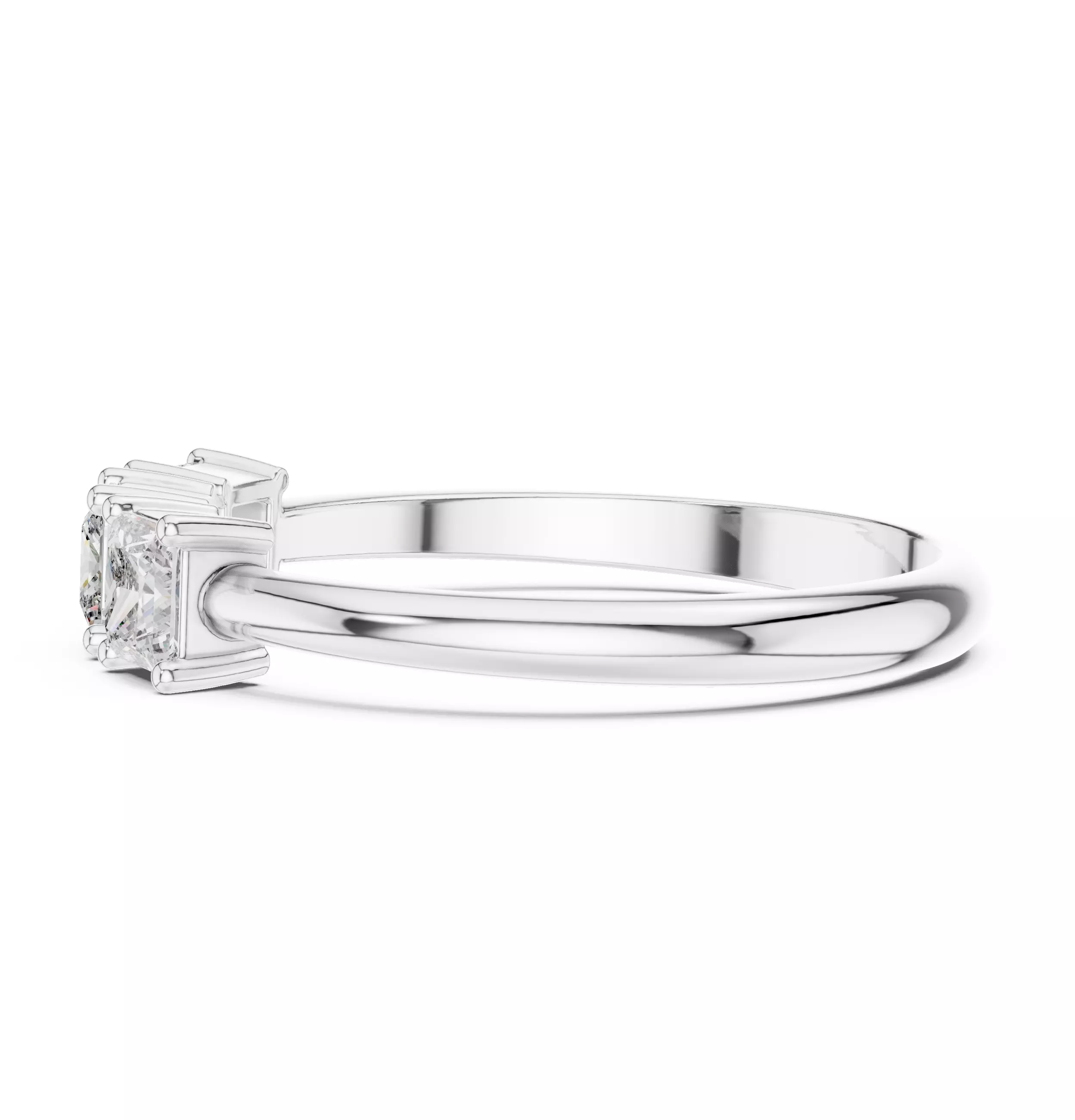 Three Stone Princess Cut Engagement Wedding Ring 3DM STL Video 3D print model_8