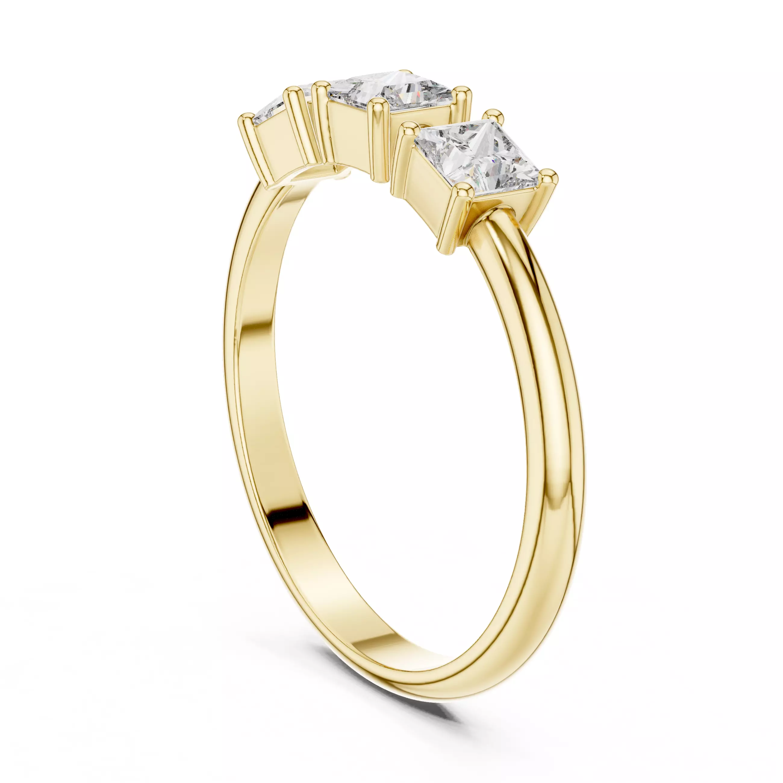 Three Stone Princess Cut Engagement Wedding Ring 3DM STL Video 3D print model_9