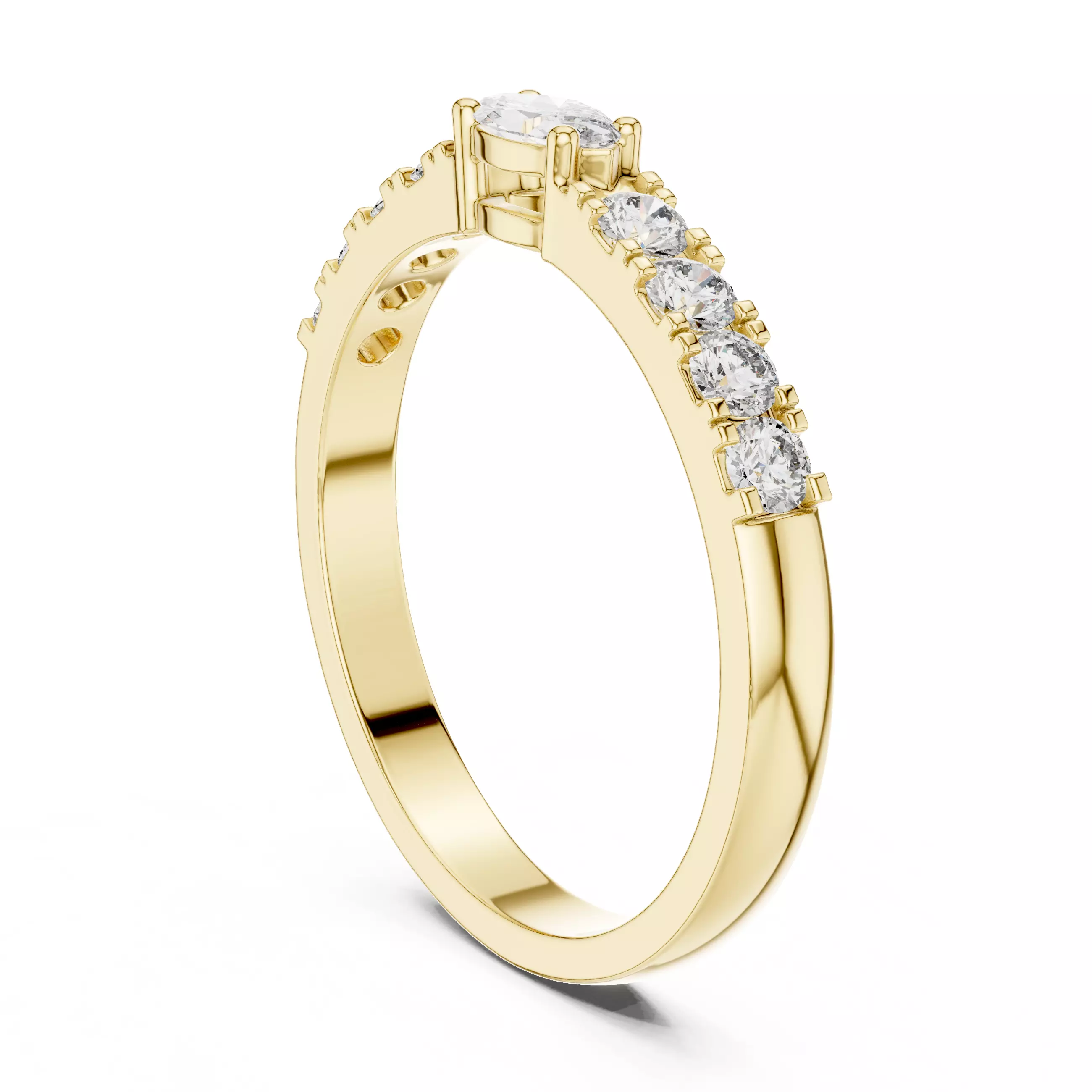 East West Marquise Cut Diamond Wedding Band 3DM STL Video 3D print model_6