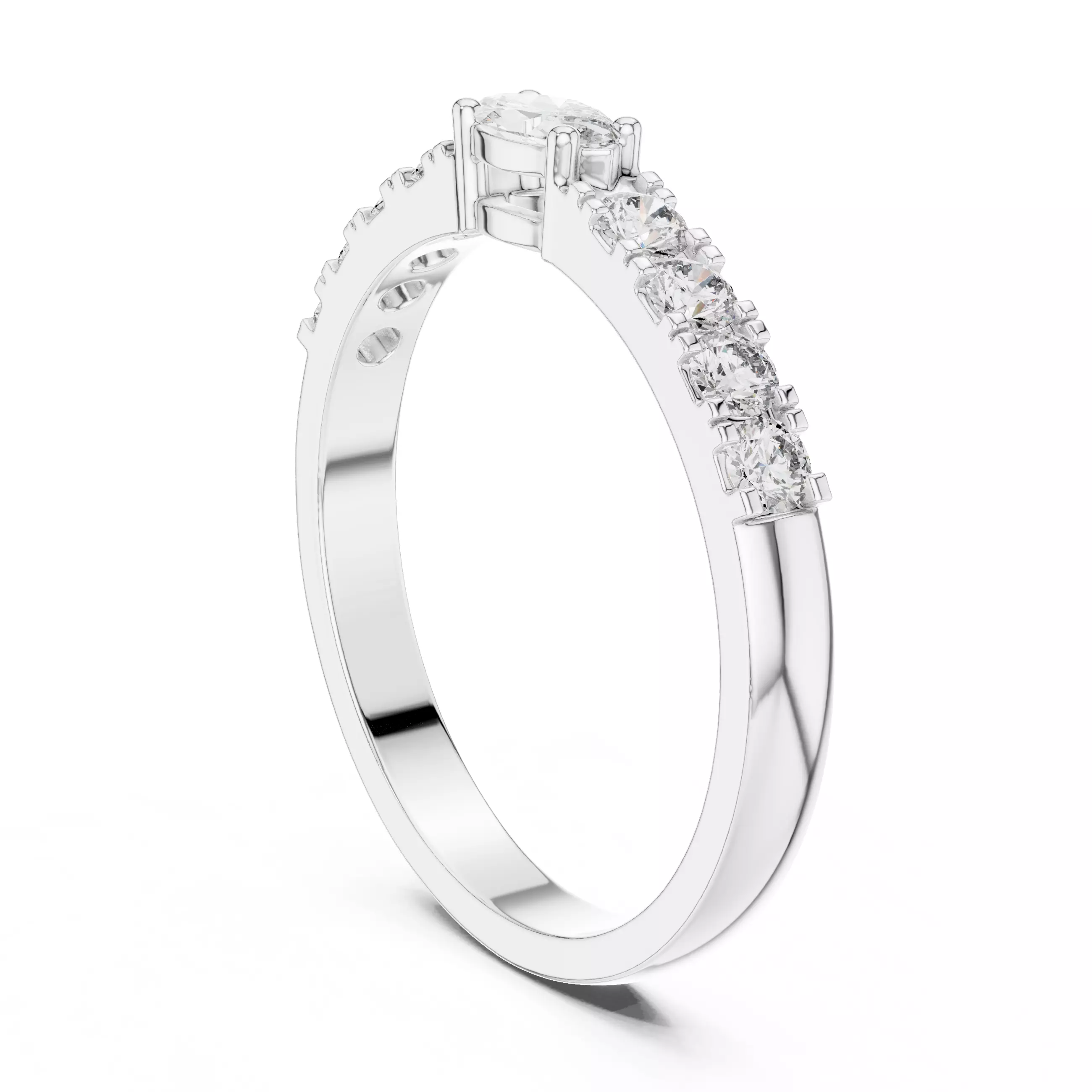 East West Marquise Cut Diamond Wedding Band 3DM STL Video 3D print model_9