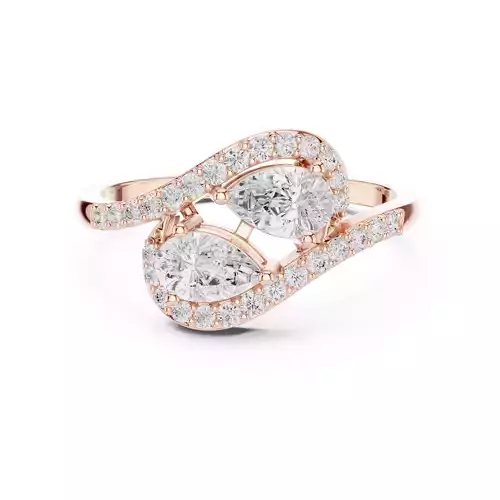 Pear Round Diamond Bypass Engagement Wedding Ring 3DM STL Video