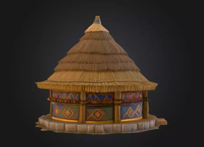 Traditional Circular Hut Low-poly 3D model_3