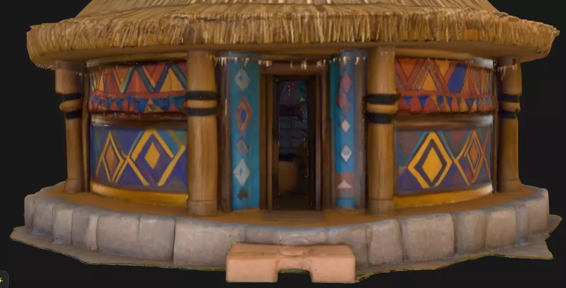 Traditional Circular Hut Low-poly 3D model_10