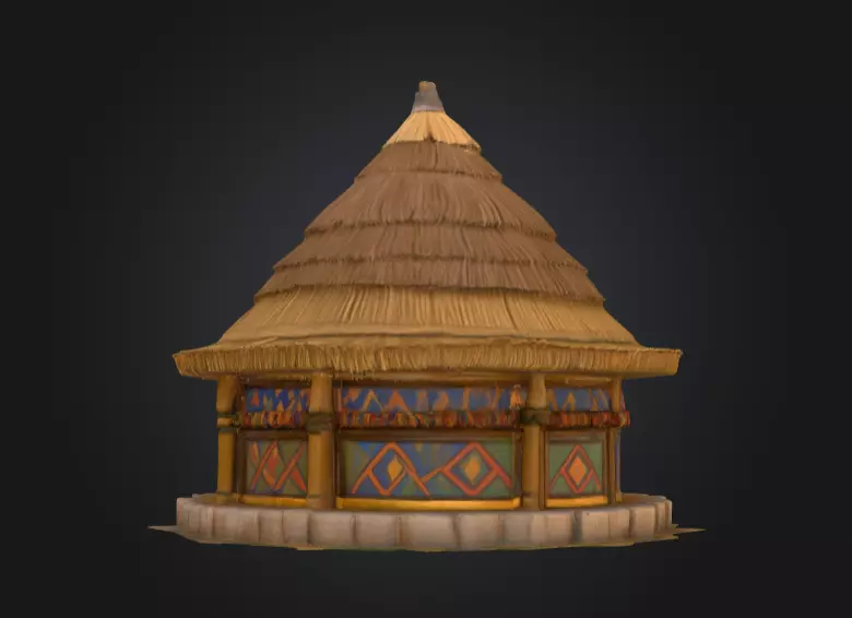 Traditional Circular Hut Low-poly 3D model_5