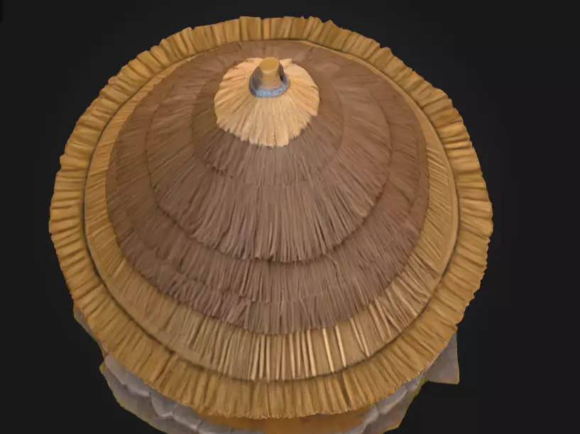 Traditional Circular Hut Low-poly 3D model_8
