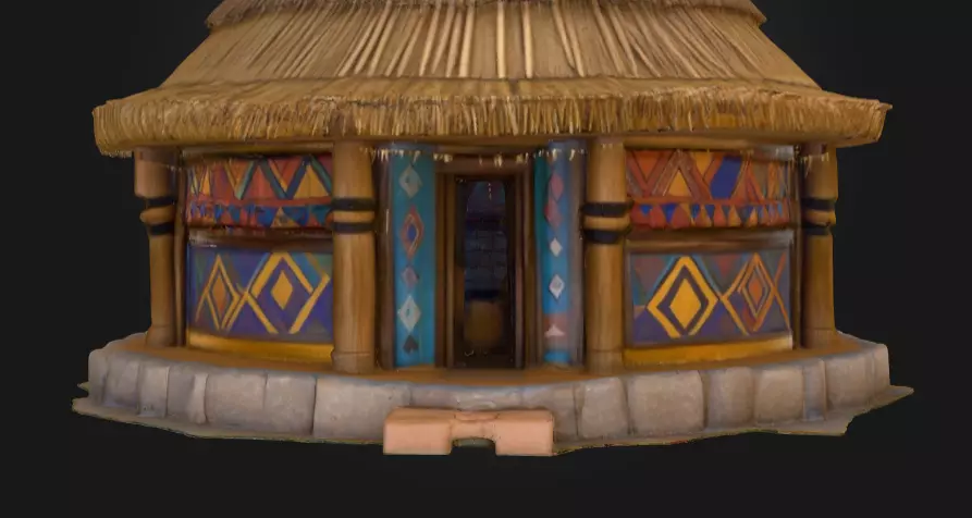 Traditional Circular Hut Low-poly 3D model_7