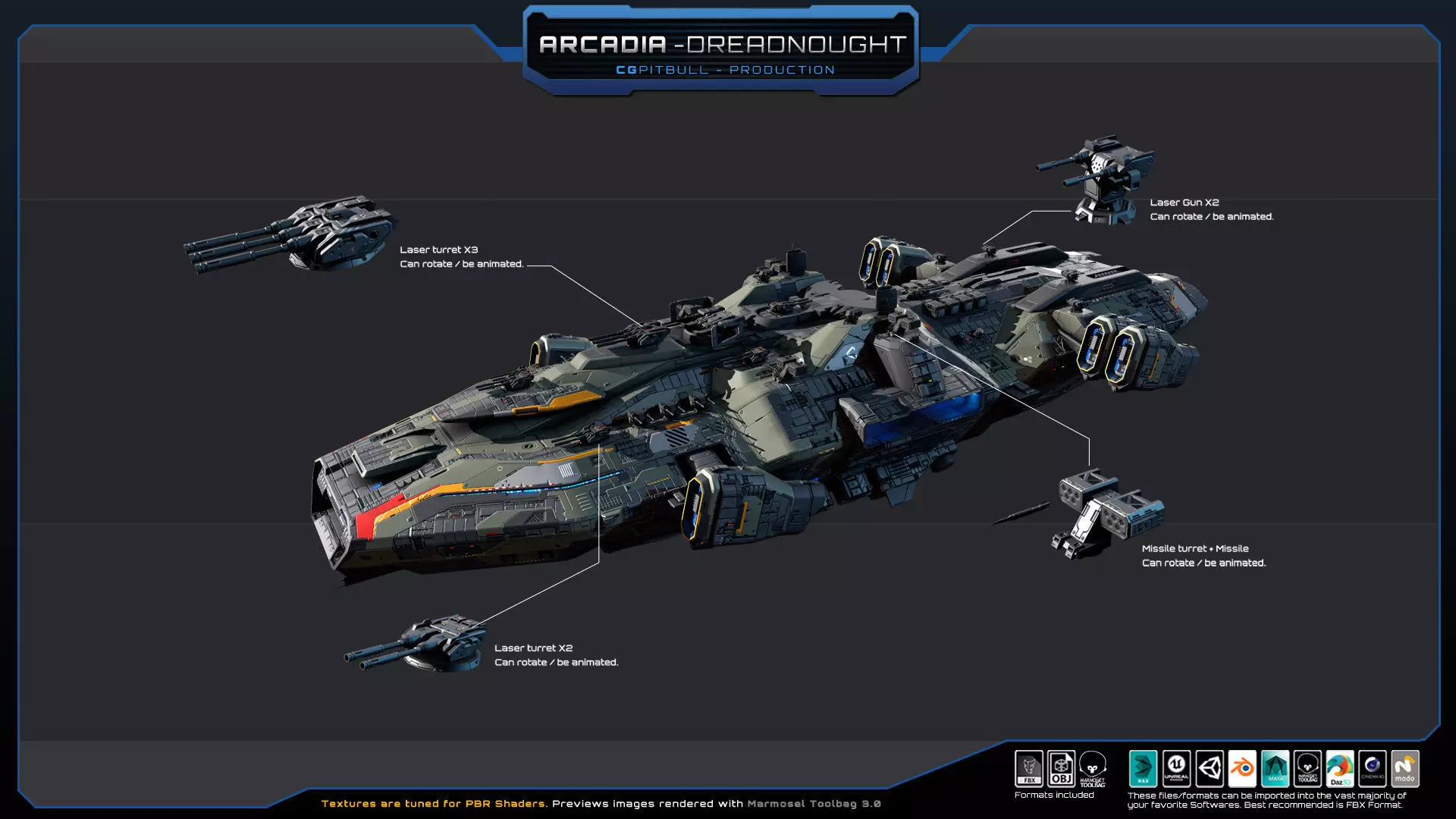 STARSHIPS - Pack03 Low-poly 3D model_8