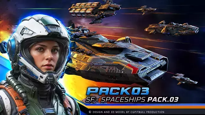 STARSHIPS - Pack03 Low-poly 3D model