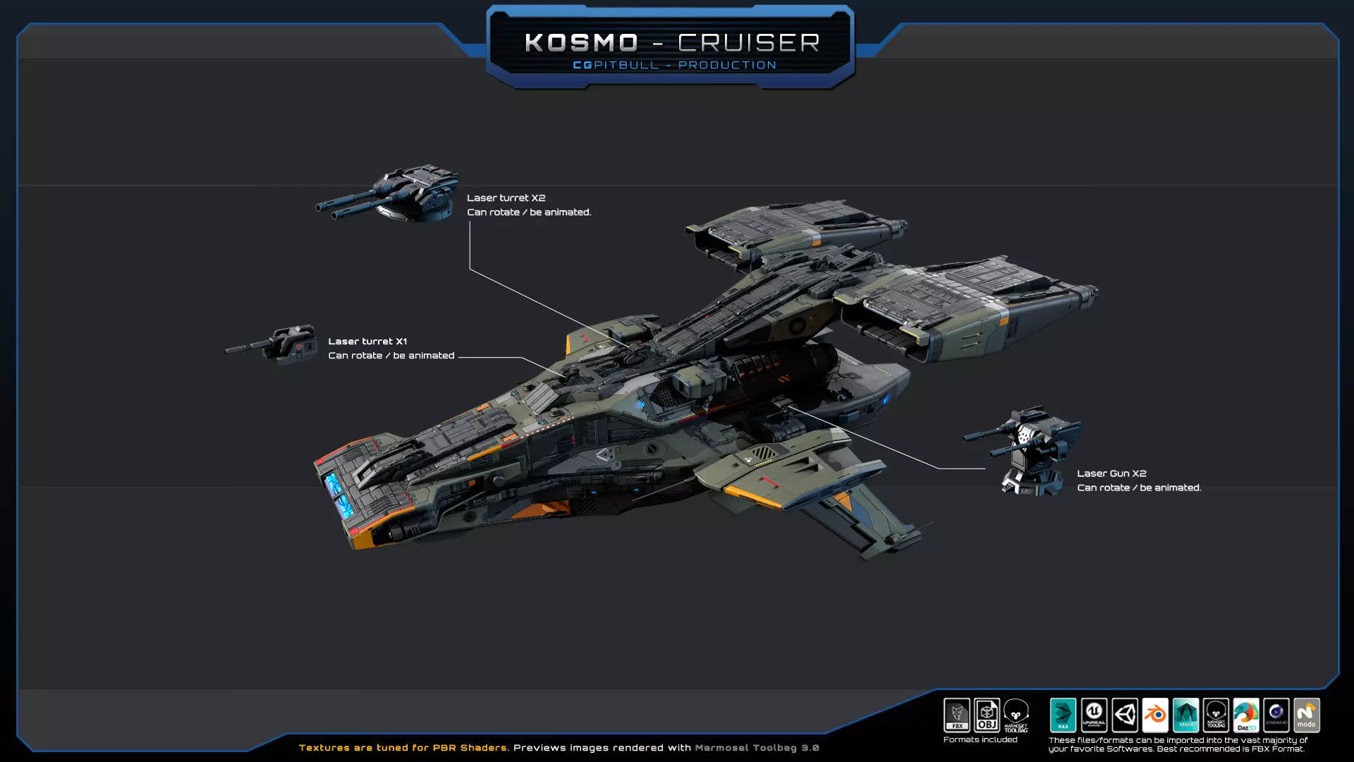 STARSHIPS - Pack03 Low-poly 3D model_17