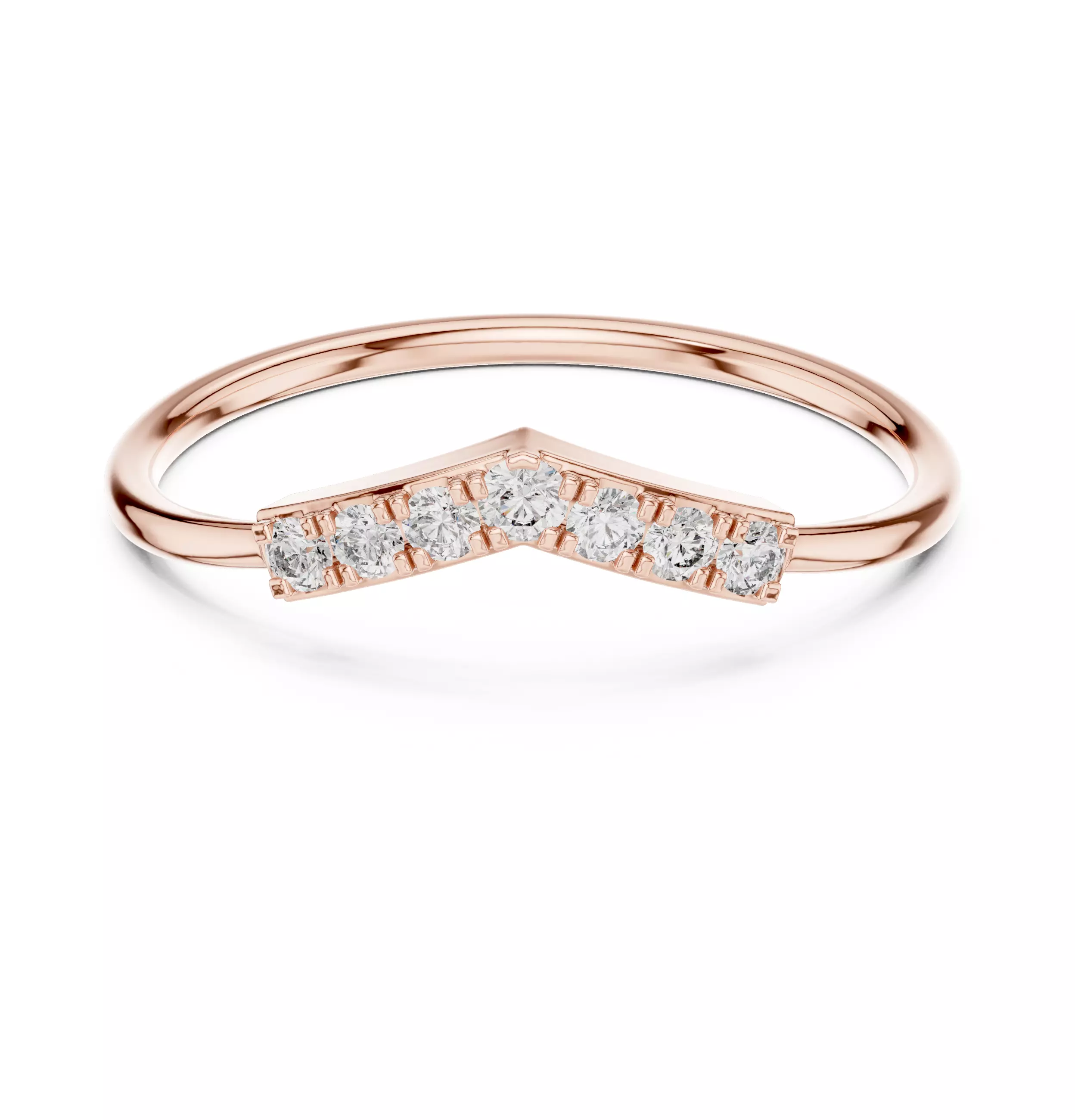 Seven Round Cut Stones Chevron Curve Wedding Band 3DM STL Video 3D print model_0